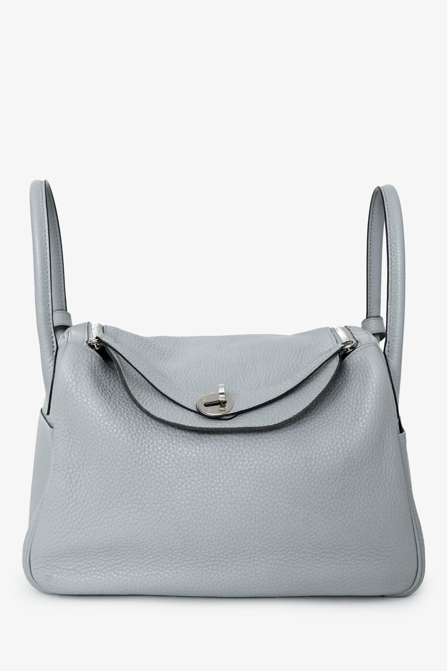 Hermès 2015 Light Grey Clemence Leather Lindy 30