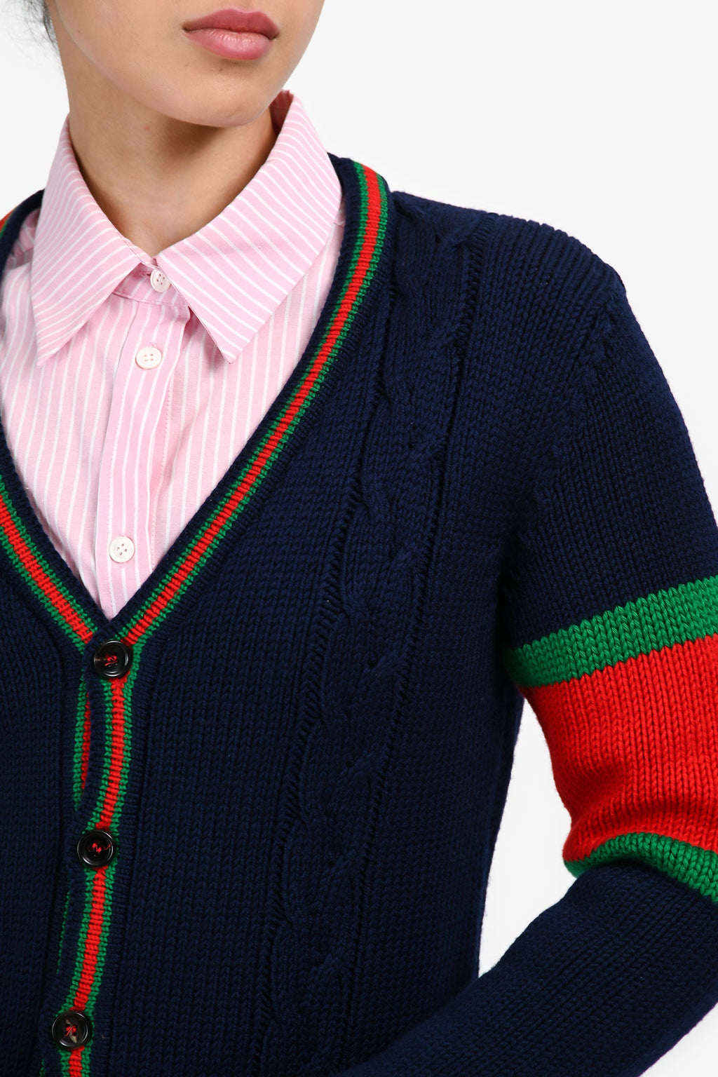 Gucci Navy/Red/Green Trim Detailed igan Size 12+