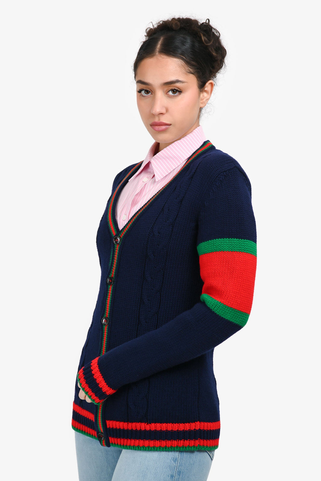 Gucci Navy/Red/Green Trim Detailed igan Size 12+