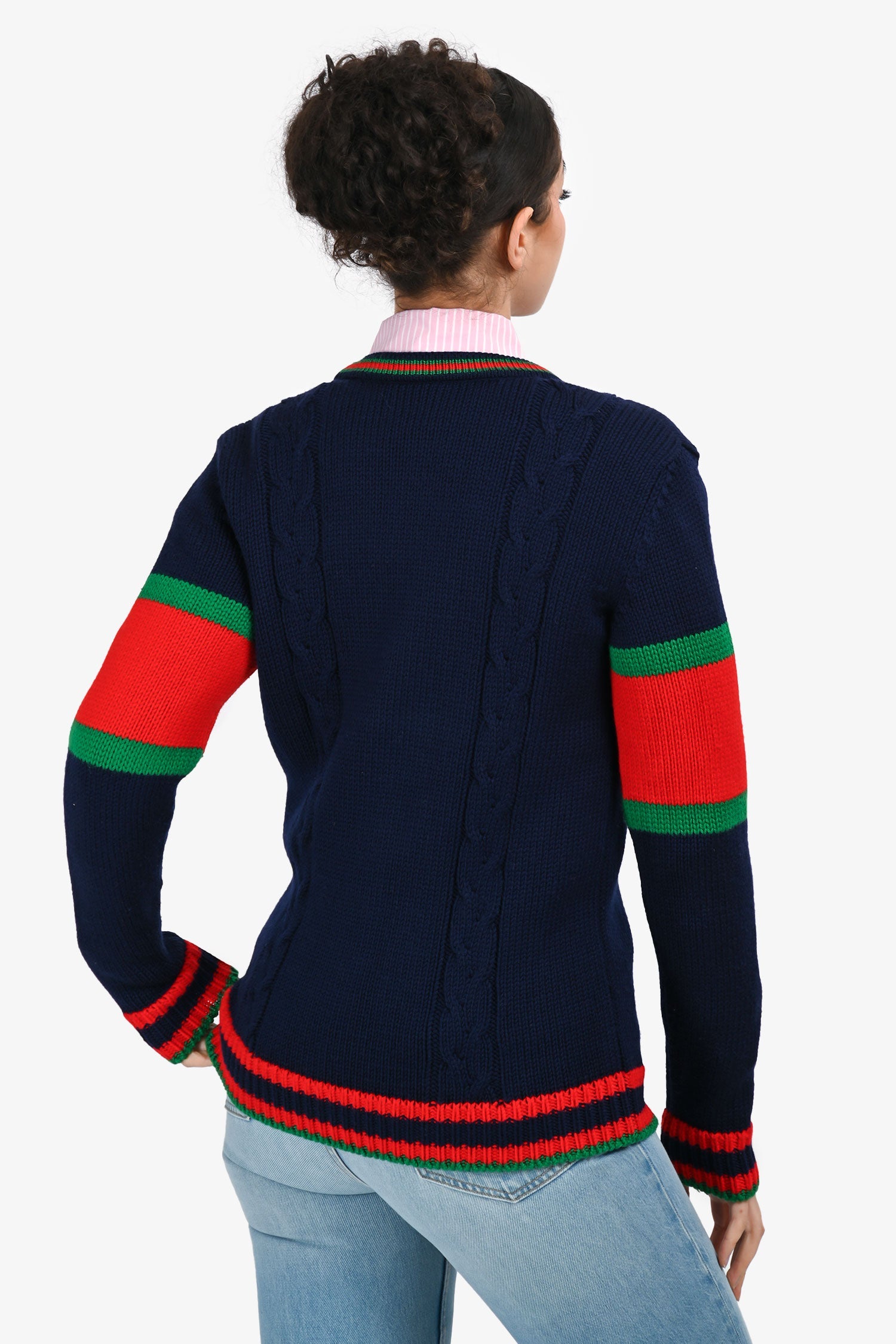 Gucci Navy/Red/Green Trim Detailed igan Size 12+
