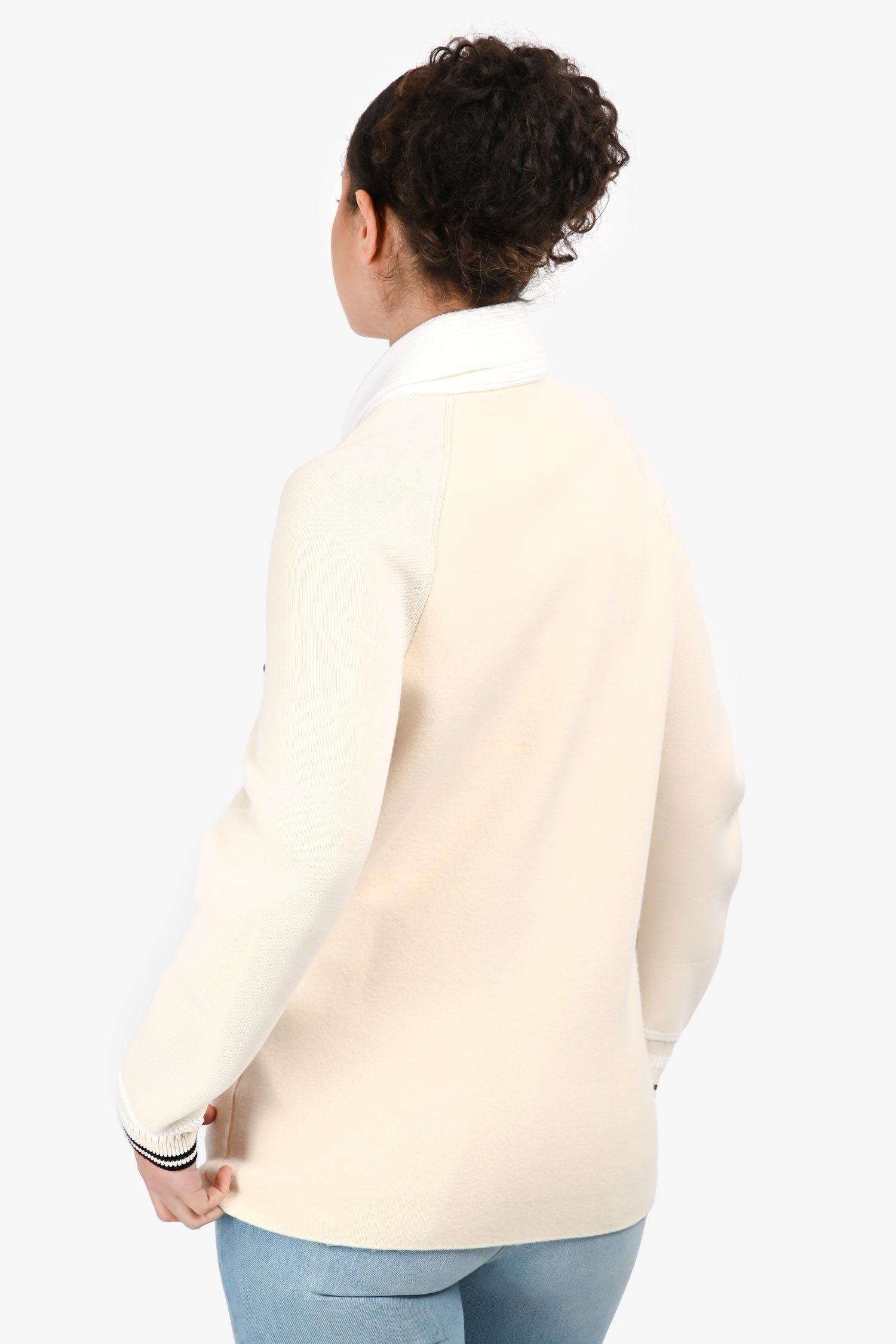 Burberry Cream Wool TB Star Patchwork Zip Up igan Size 12+