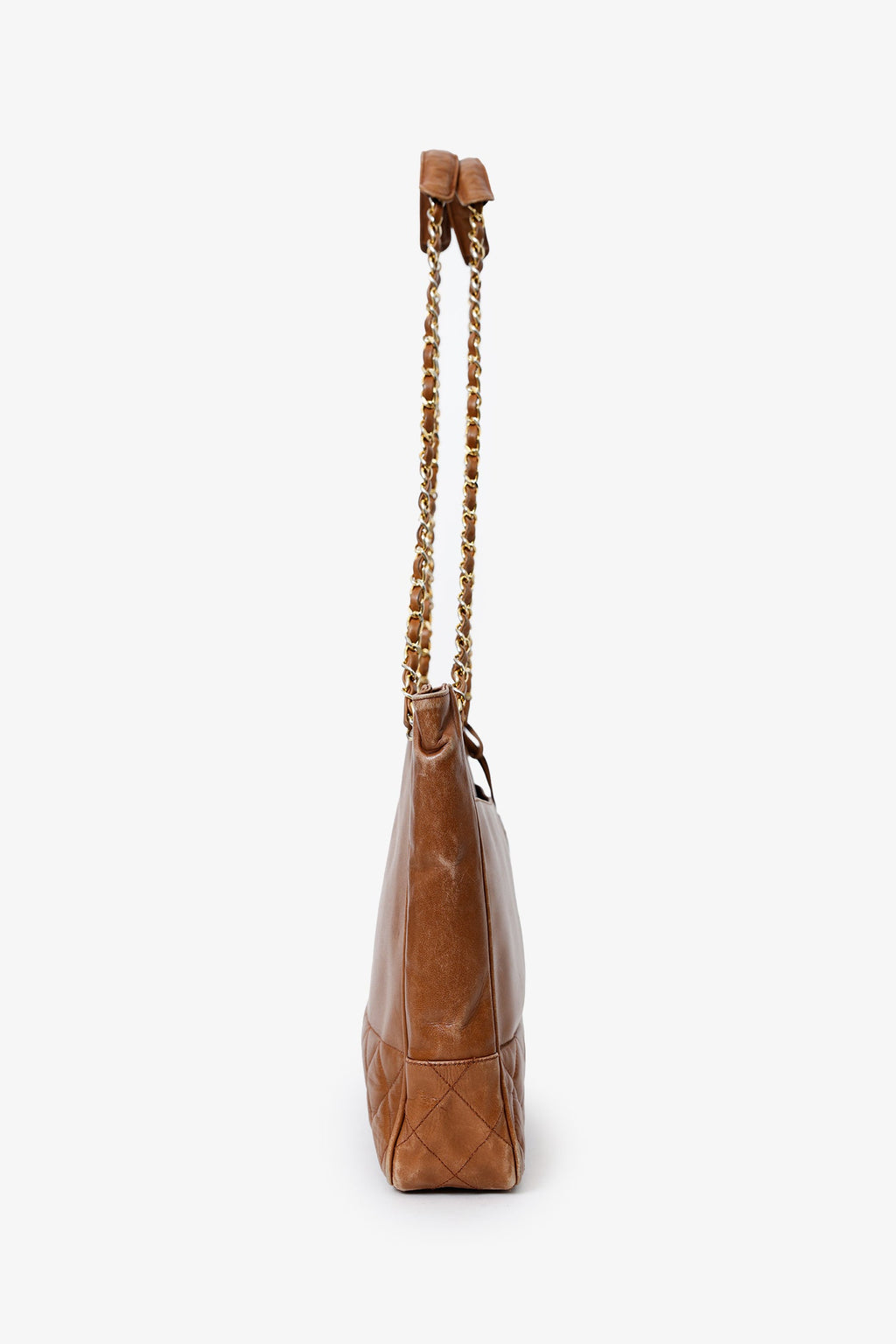 Pre-Loved Chanel™ 1986-1988 Brown Leather 'Matelasse' Chain Tote Bag