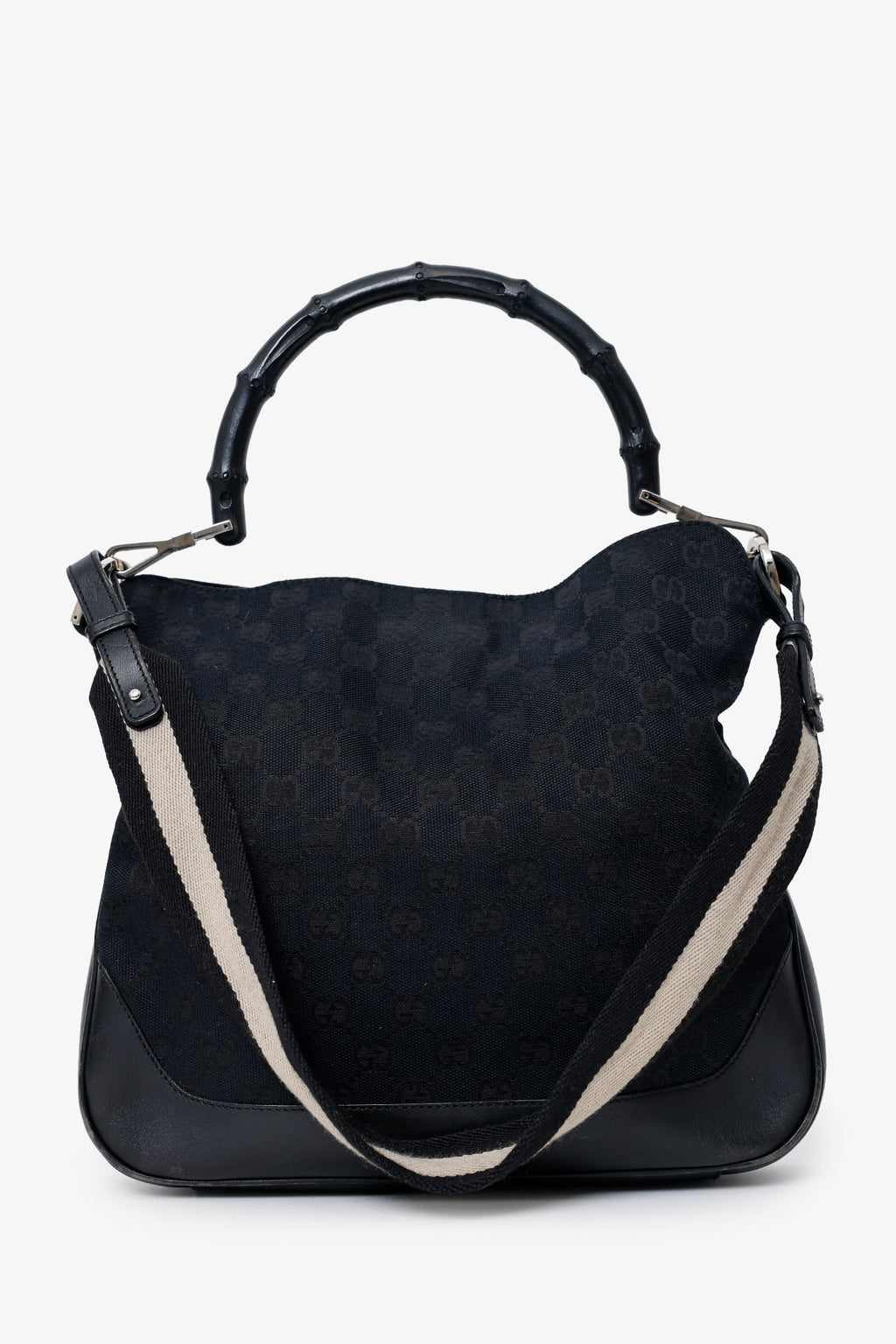Gucci Vintage Black 'Jacquard' Monogram Bag with Shoulder Strap