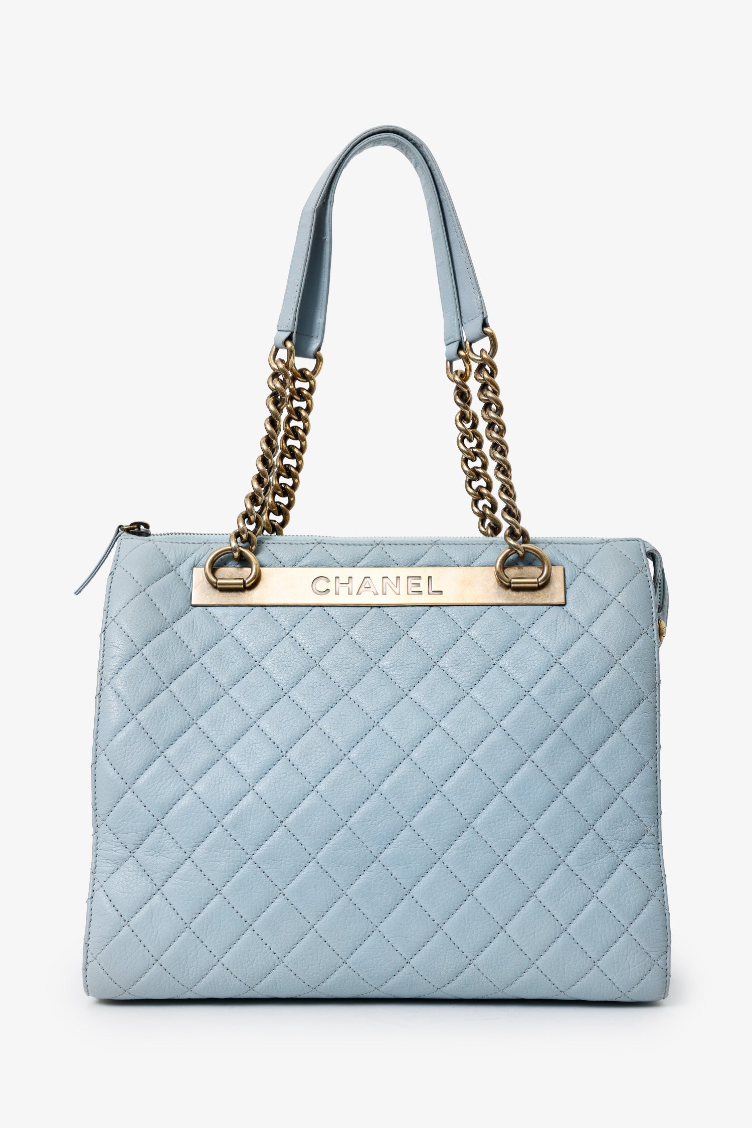 Pre-Loved Chanel™ 2012-13 Blue Quilted Leather Rita Dome Tote
