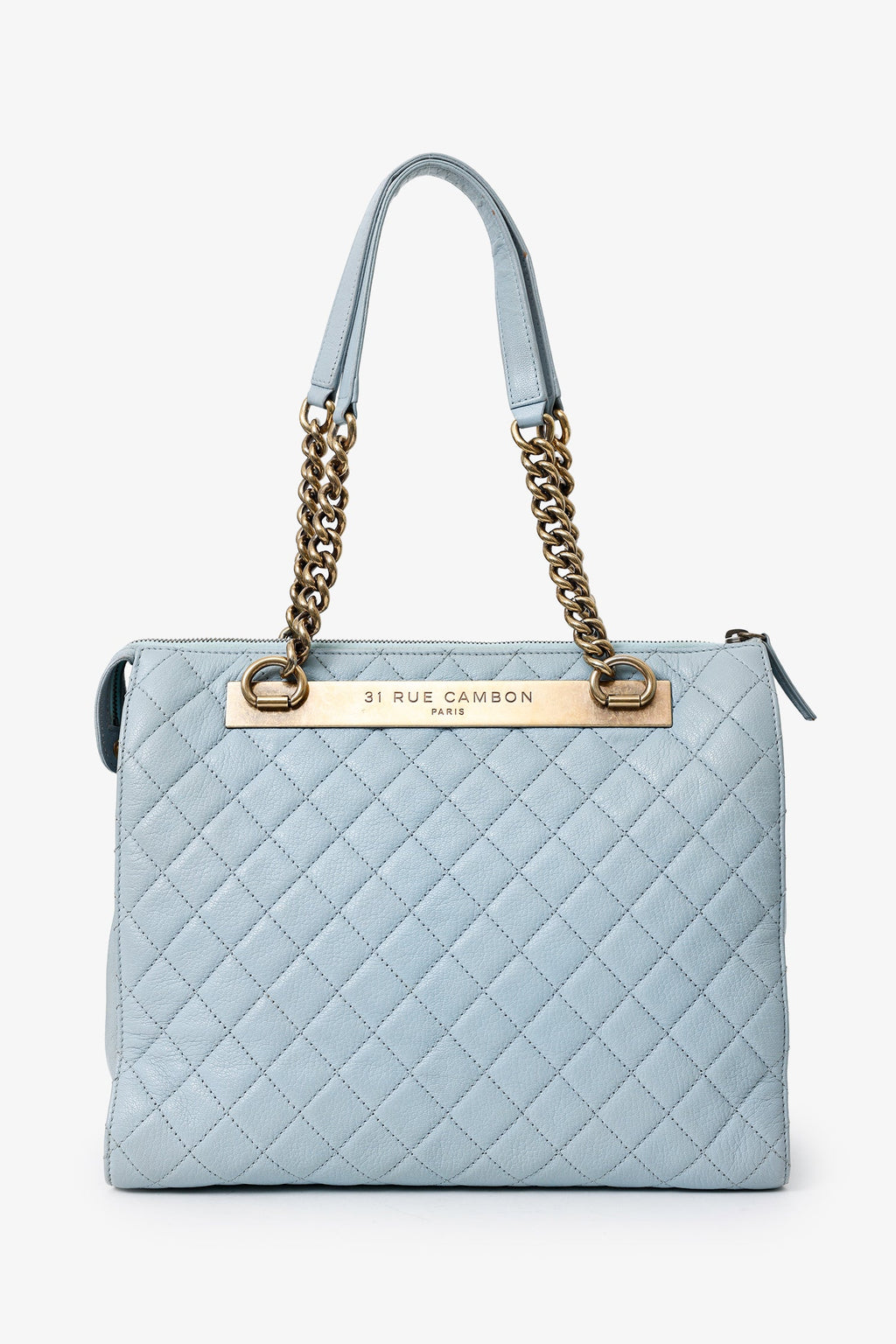 Pre-Loved Chanel™ 2012-13 Blue Quilted Leather Rita Dome Tote