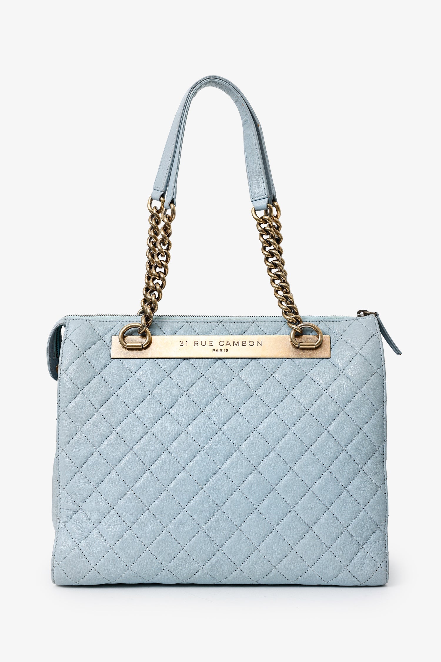 Pre-Loved Chanel™ 2012-13 Blue Quilted Leather Rita Dome Tote