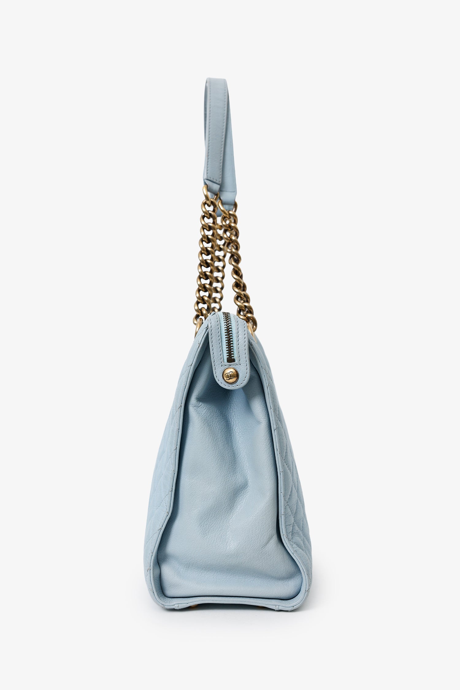 Pre-Loved Chanel™ 2012-13 Blue Quilted Leather Rita Dome Tote