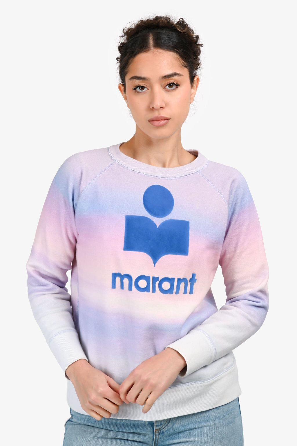 Isabel Marant Étoile Cotton Tie Dye Ombre 'Milly' Logo Sweatshirt Size 38