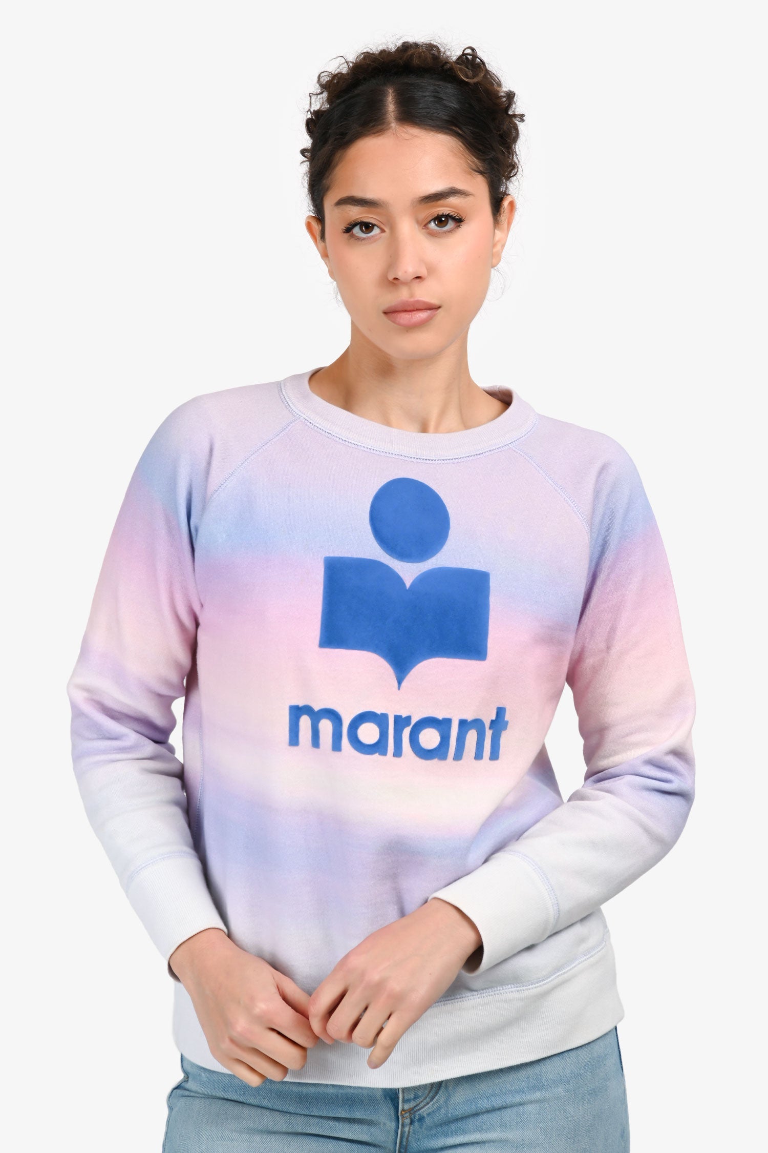 Isabel Marant Étoile Cotton Tie Dye Ombre 'Milly' Logo Sweatshirt Size 38