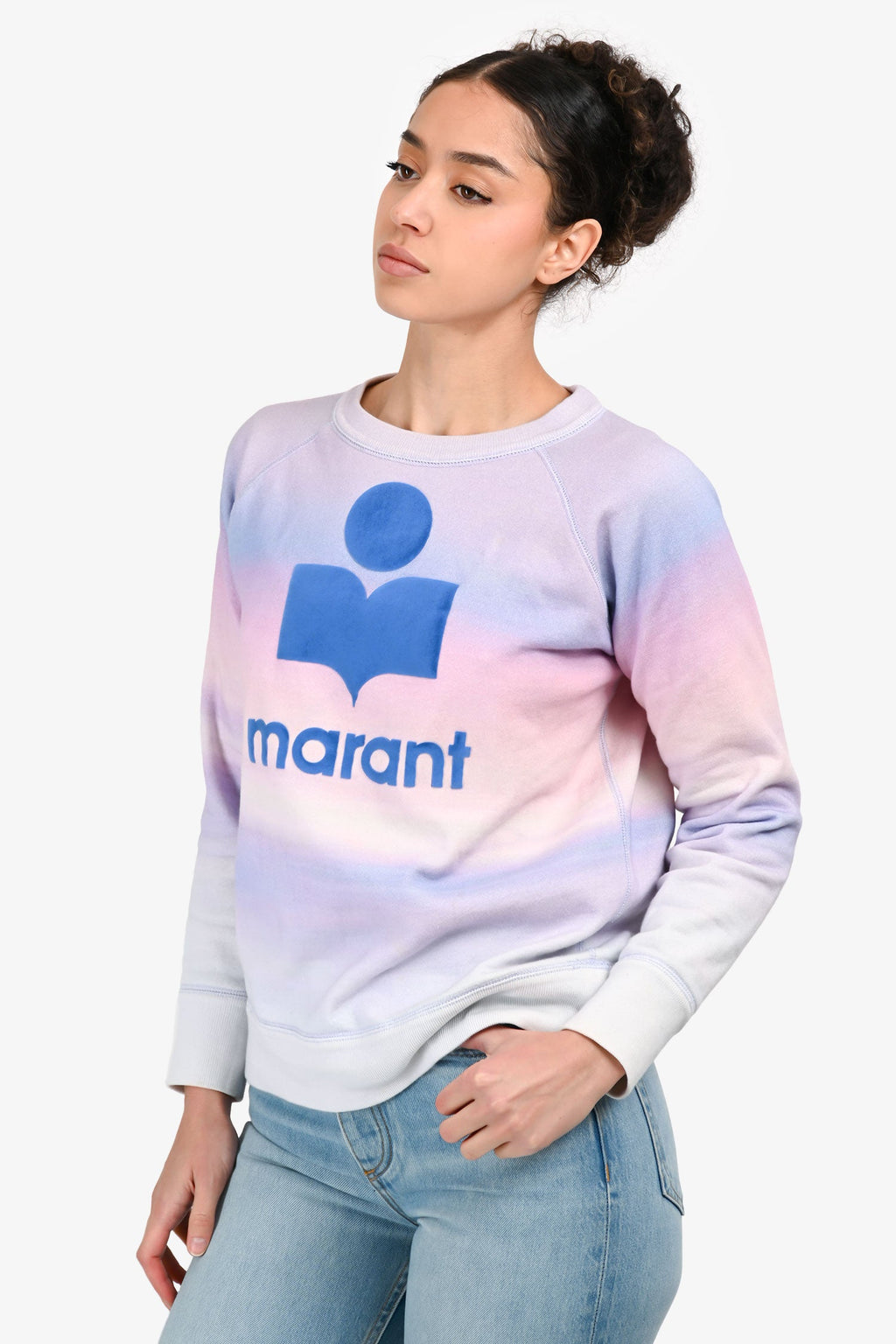 Isabel Marant Étoile Cotton Tie Dye Ombre 'Milly' Logo Sweatshirt Size 38
