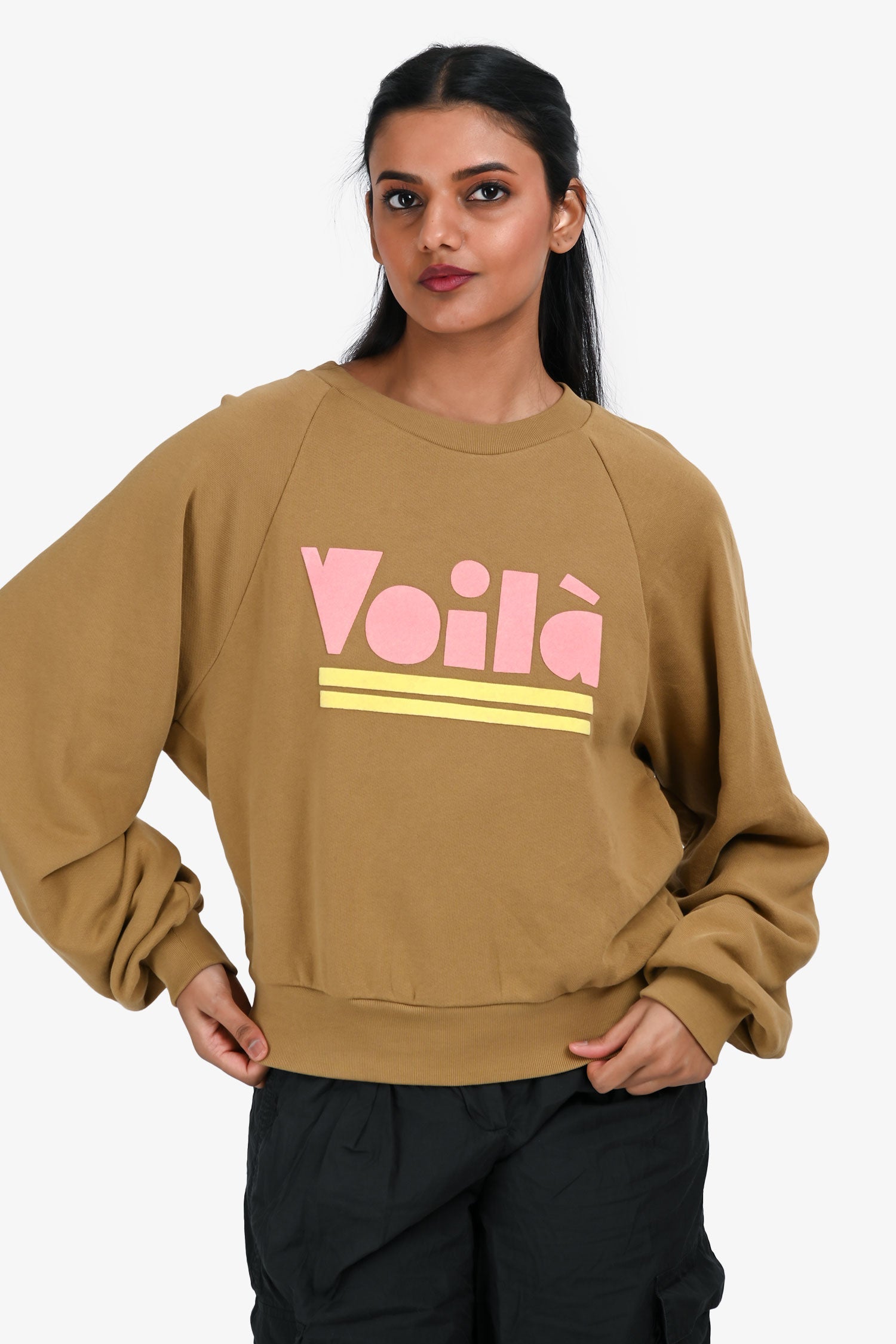 Mother Brown Cotton Racer Seamed Sweatshirt Size S