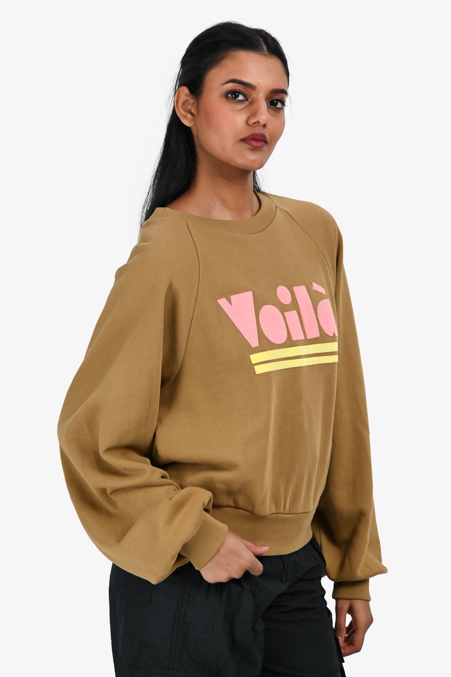 Mother Brown Cotton Racer Seamed Sweatshirt Size S