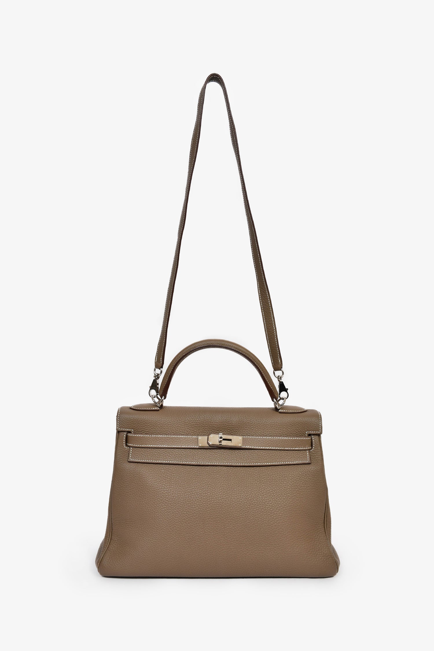 Hermes 2014 Etoupe Clemence Kelly 32 PHW with Strap