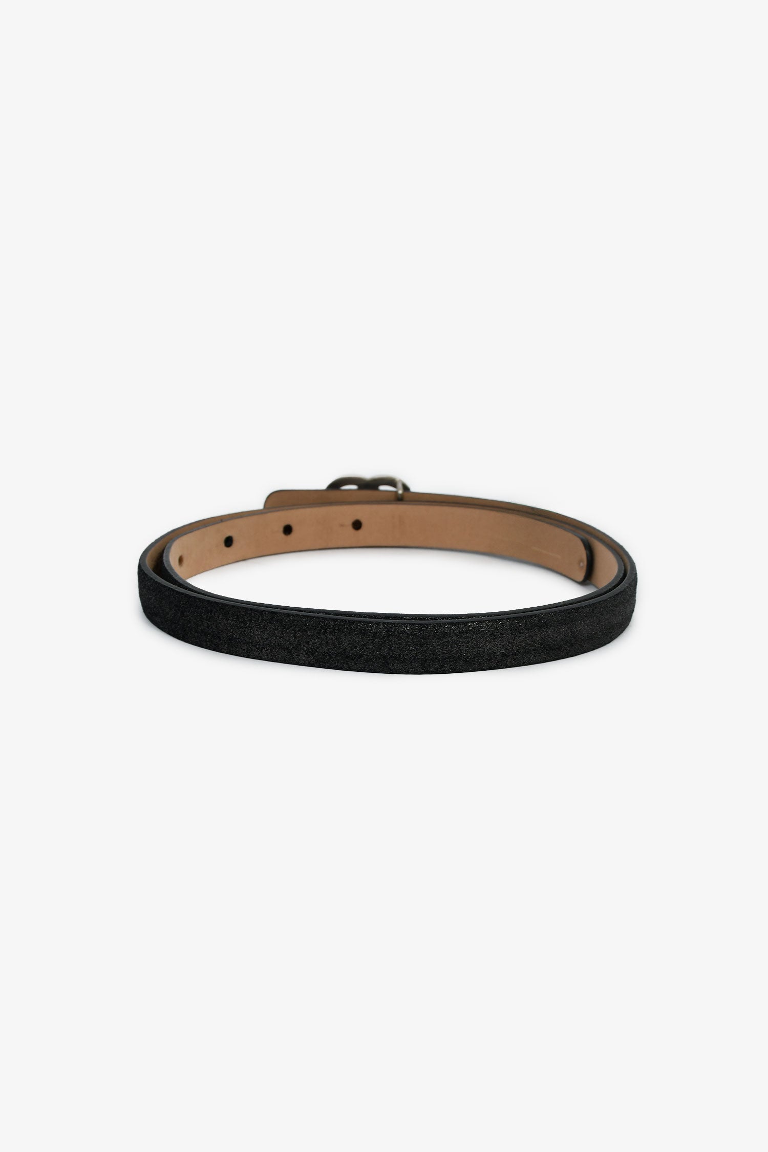 Pre-Loved Chanel™ 2013 Black Metallic Leather CC Belt Size 85/34