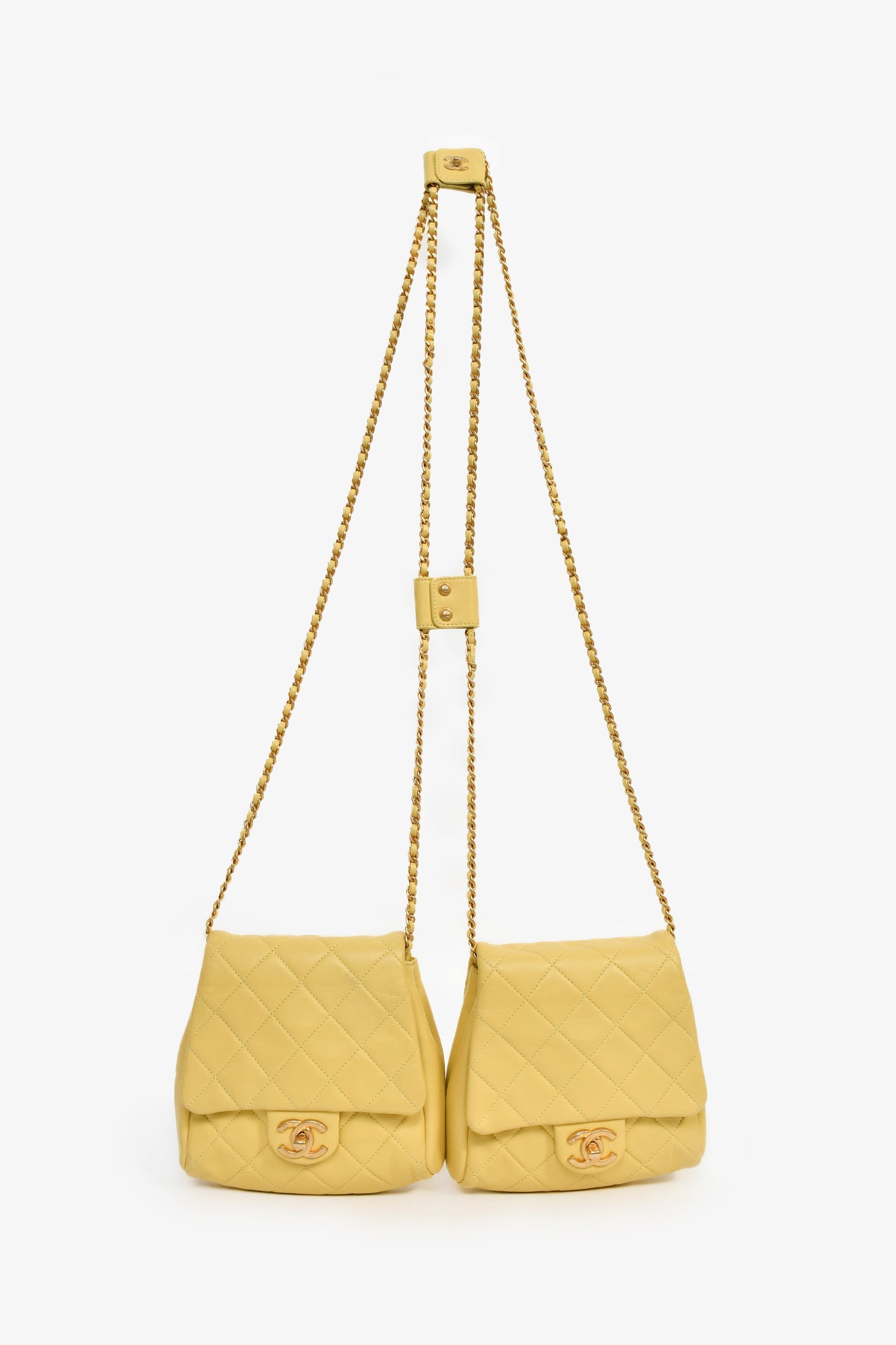 Pre-Loved Chanel™ 2019 Yellow Quilted Lambskin Medium Side-Packs Bag