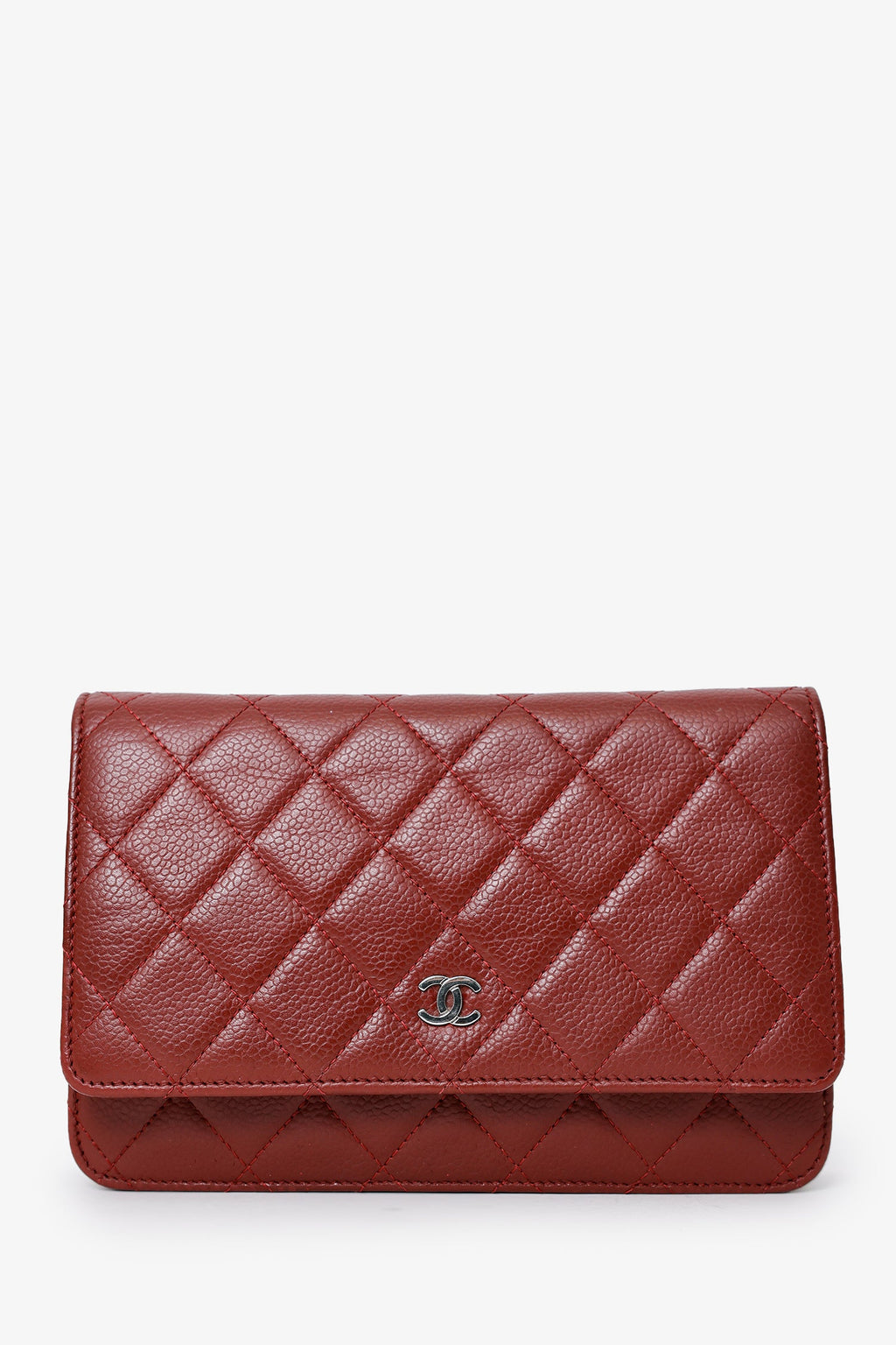 Pre-Loved Chanel™ 2013-14 Burgundy Caviar Leather Classic Wallet On Chain