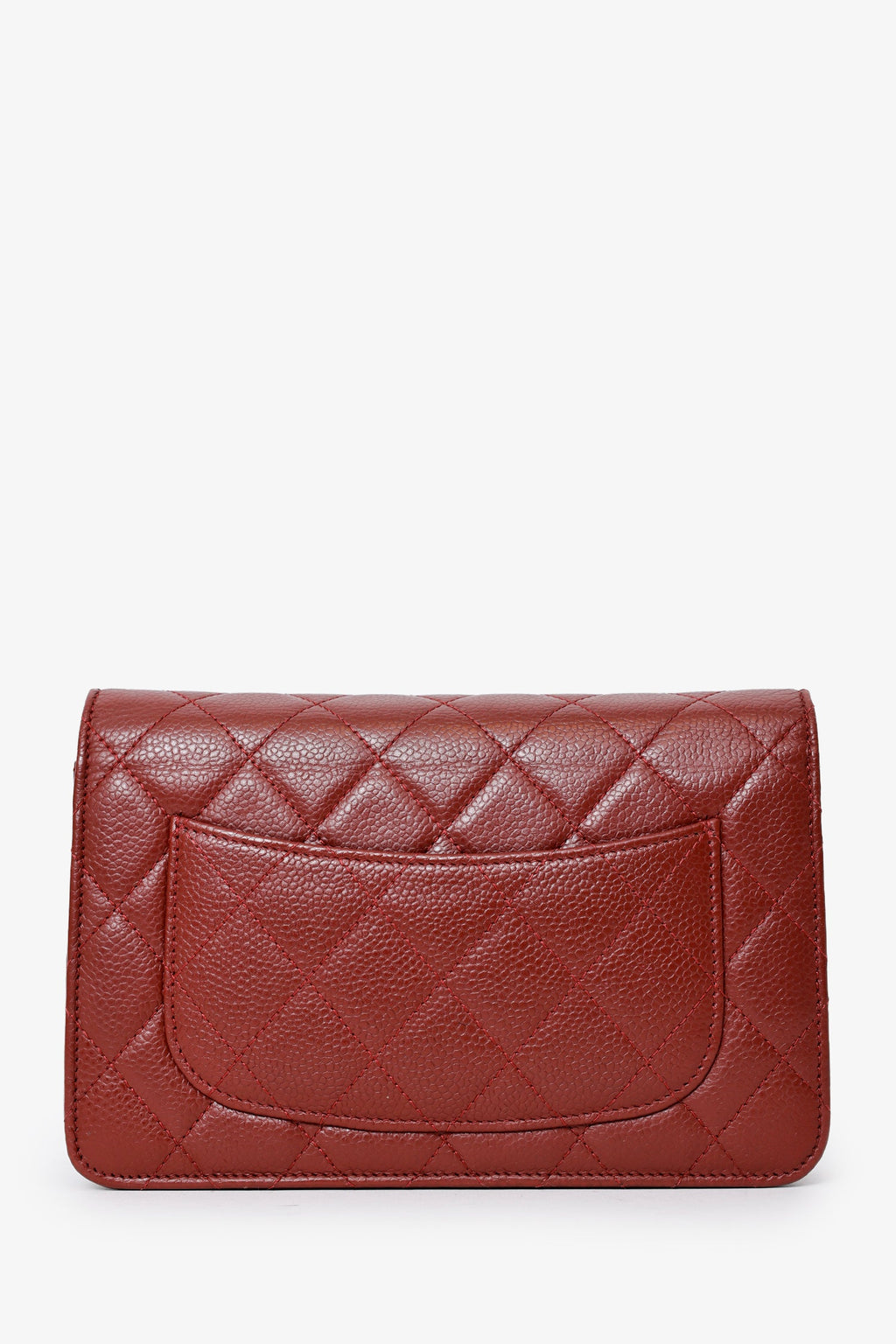 Pre-Loved Chanel™ 2013-14 Burgundy Caviar Leather Classic Wallet On Chain