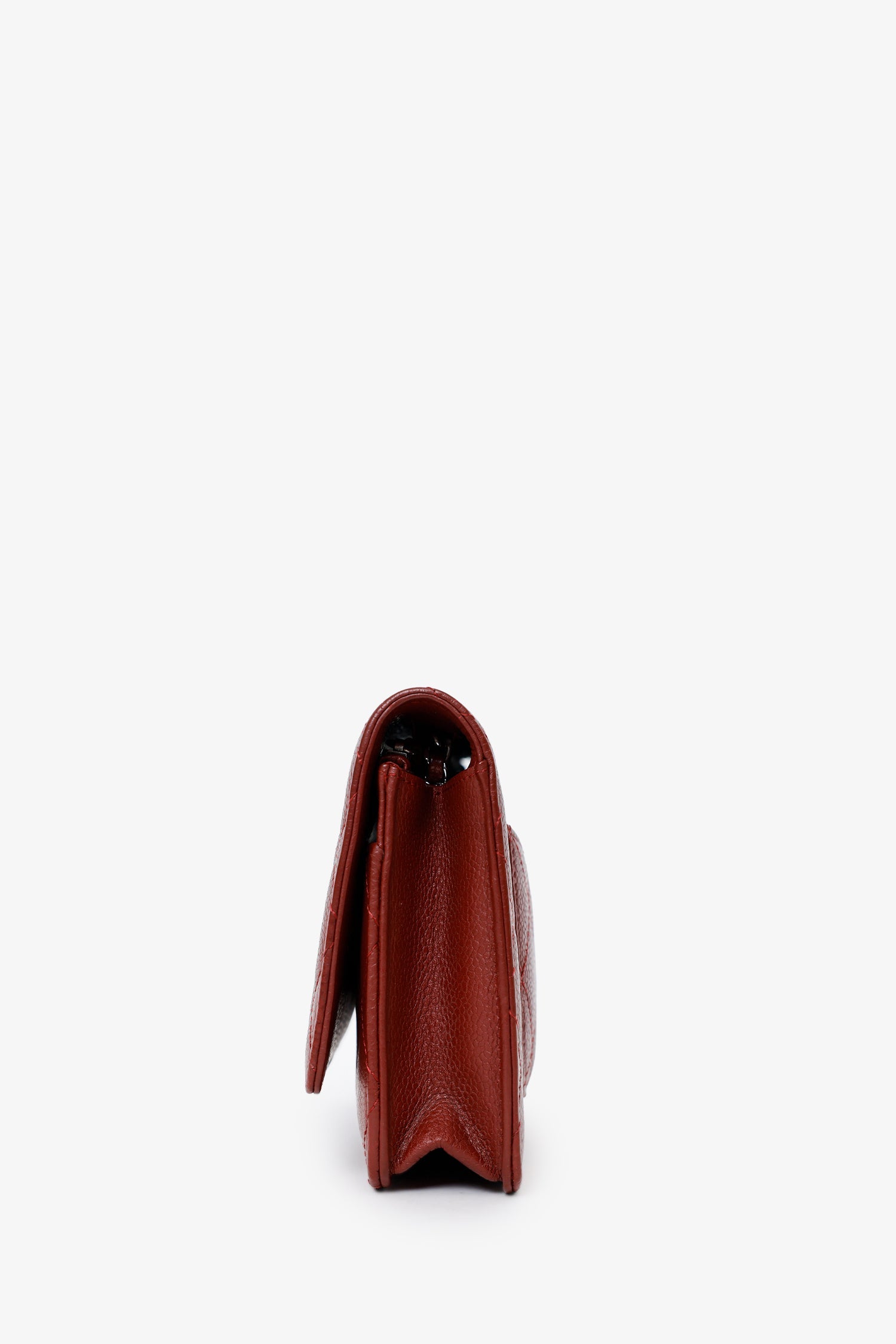 Pre-Loved Chanel™ 2013-14 Burgundy Caviar Leather Classic Wallet On Chain