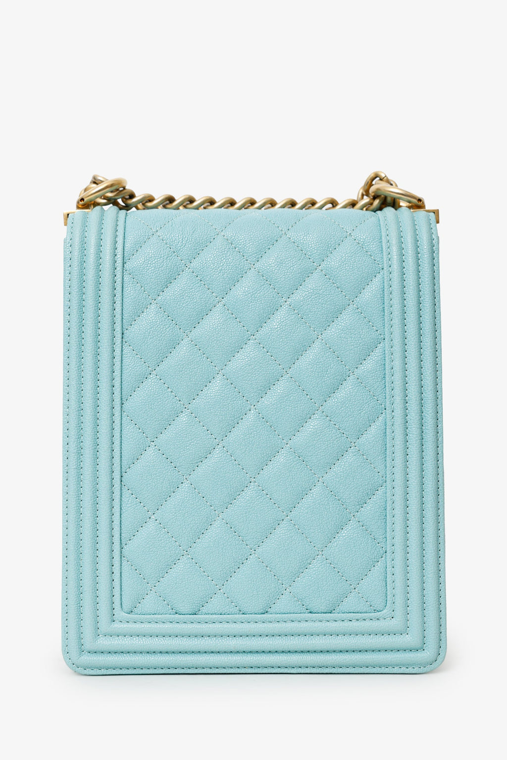 Pre-Loved Chanel™ 2019 Teal Green Leather North/South Boy Shoulder Bag