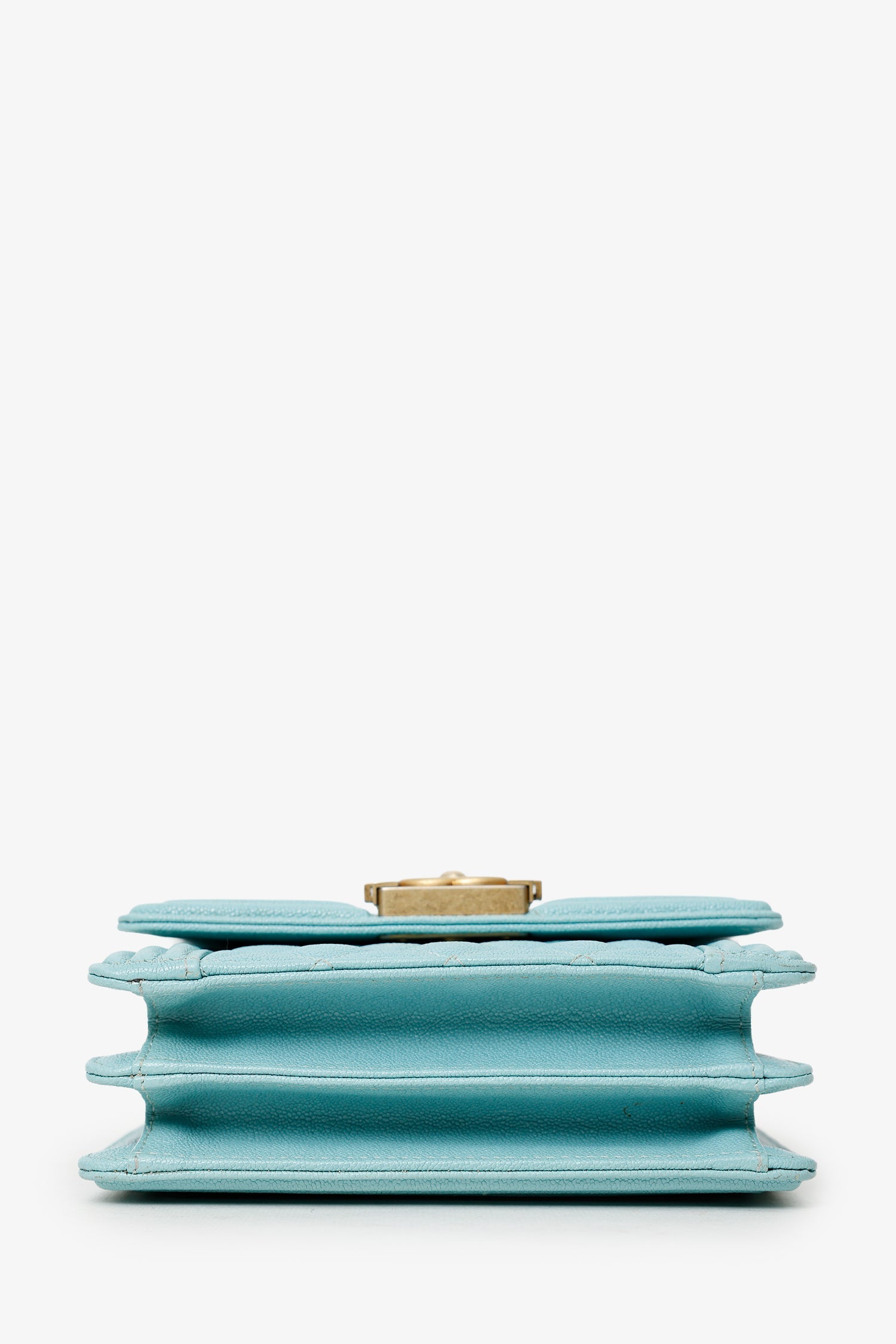 Pre-Loved Chanel™ 2019 Teal Green Leather North/South Boy Shoulder Bag