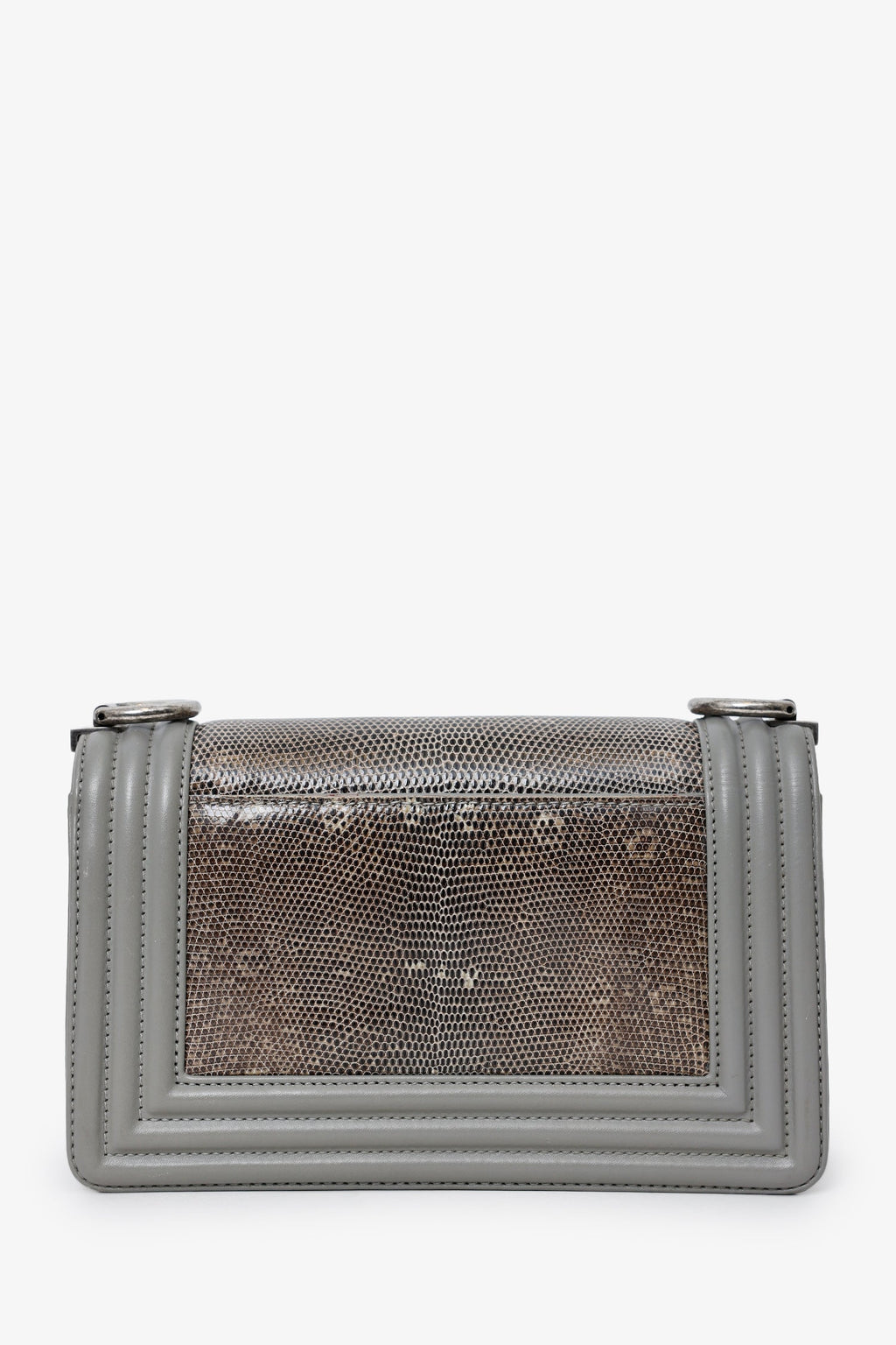 Pre-Loved Chanel™ 2014 Grey Lizard Leather Small Boy Bag
