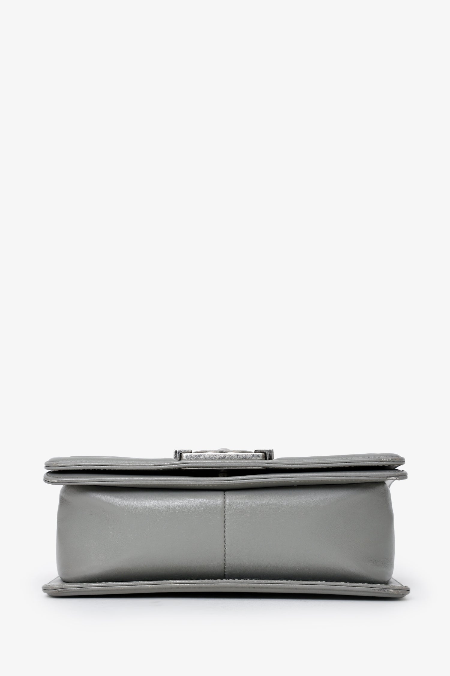 Pre-Loved Chanel™ 2014 Grey Lizard Leather Small Boy Bag