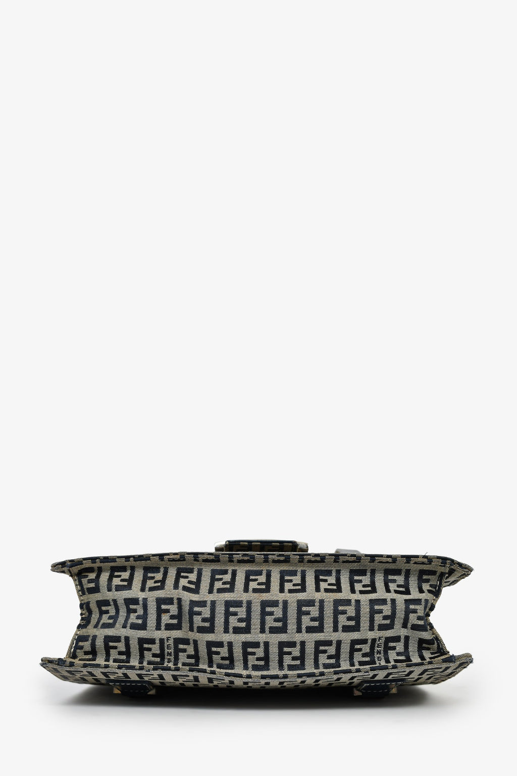 Fendi Navy FF Zucca Canvas Square Baguette Shoulder Bag