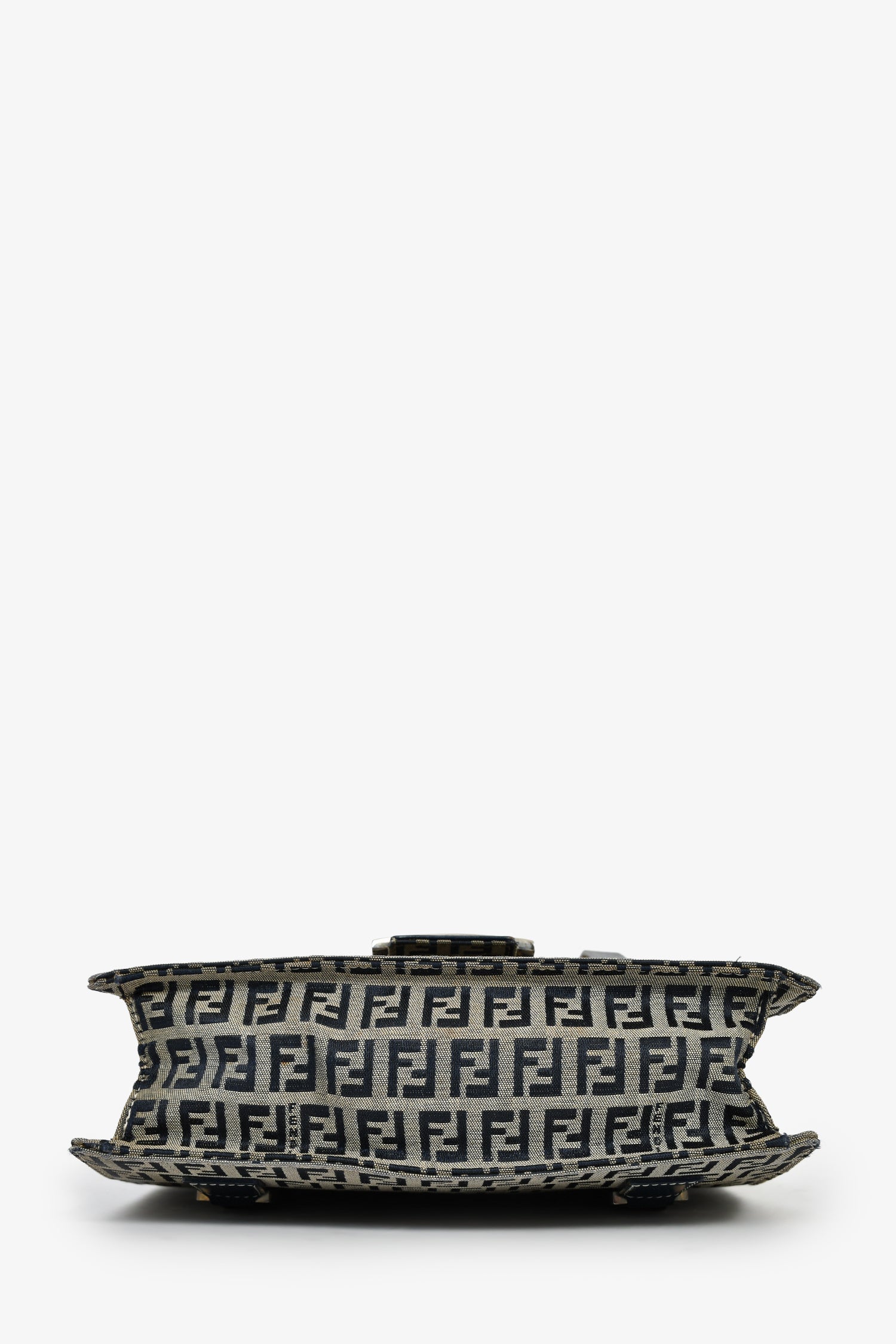 Fendi Navy FF Zucca Canvas Square Baguette Shoulder Bag