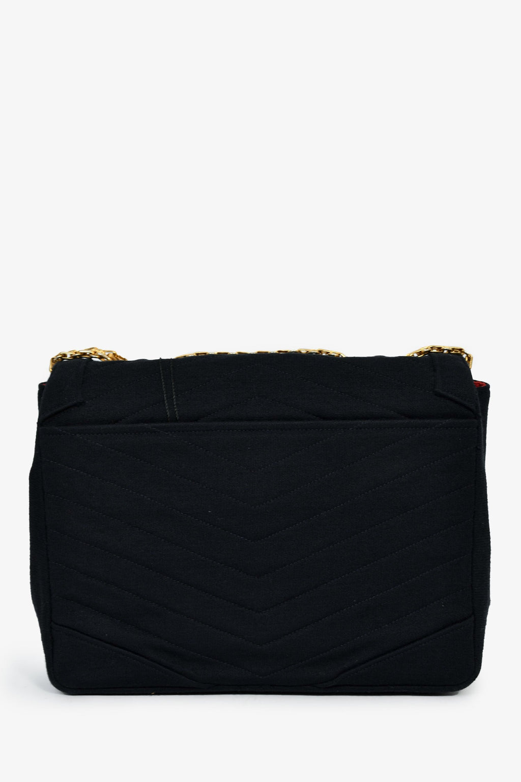 Pre-Loved Chanel™ Vintage Black Jersey Chevron-Quilting Chain Bag