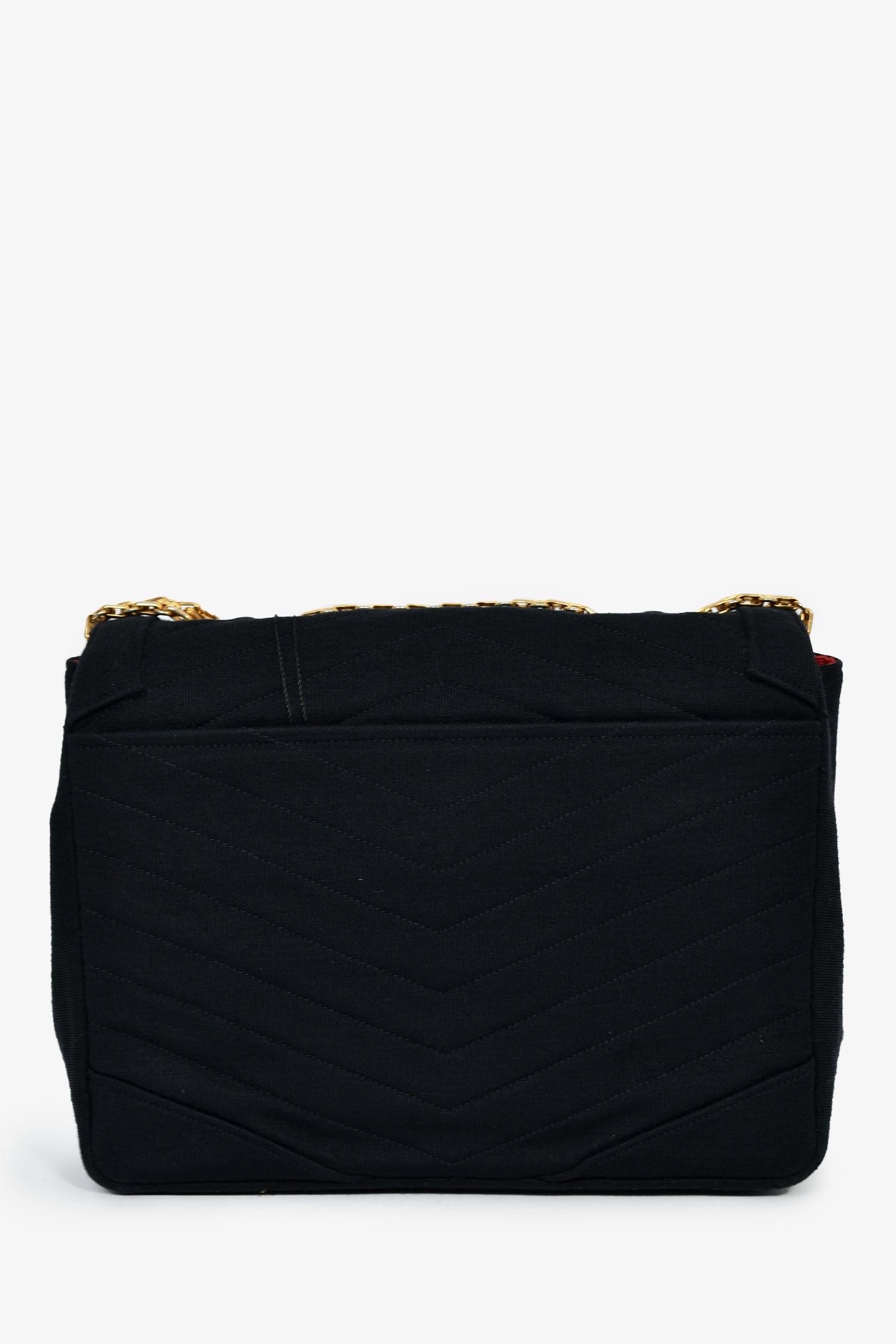Pre-Loved Chanel™ Vintage Black Jersey Chevron-Quilting Chain Bag