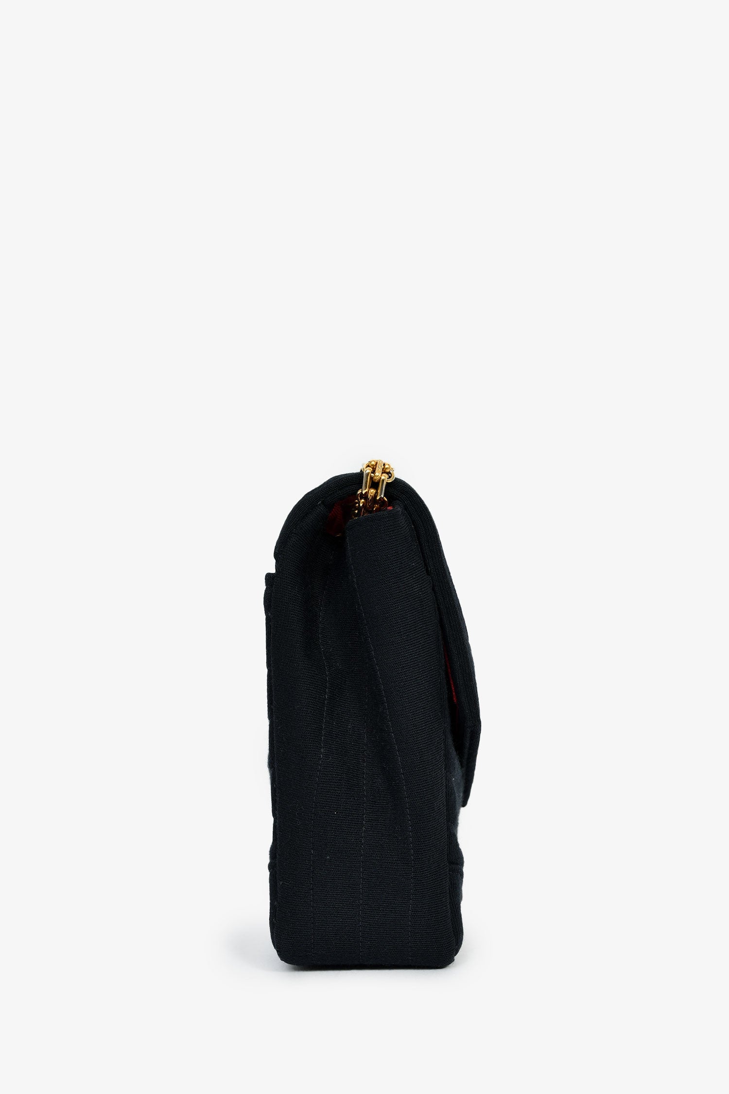 Pre-Loved Chanel™ Vintage Black Jersey Chevron-Quilting Chain Bag
