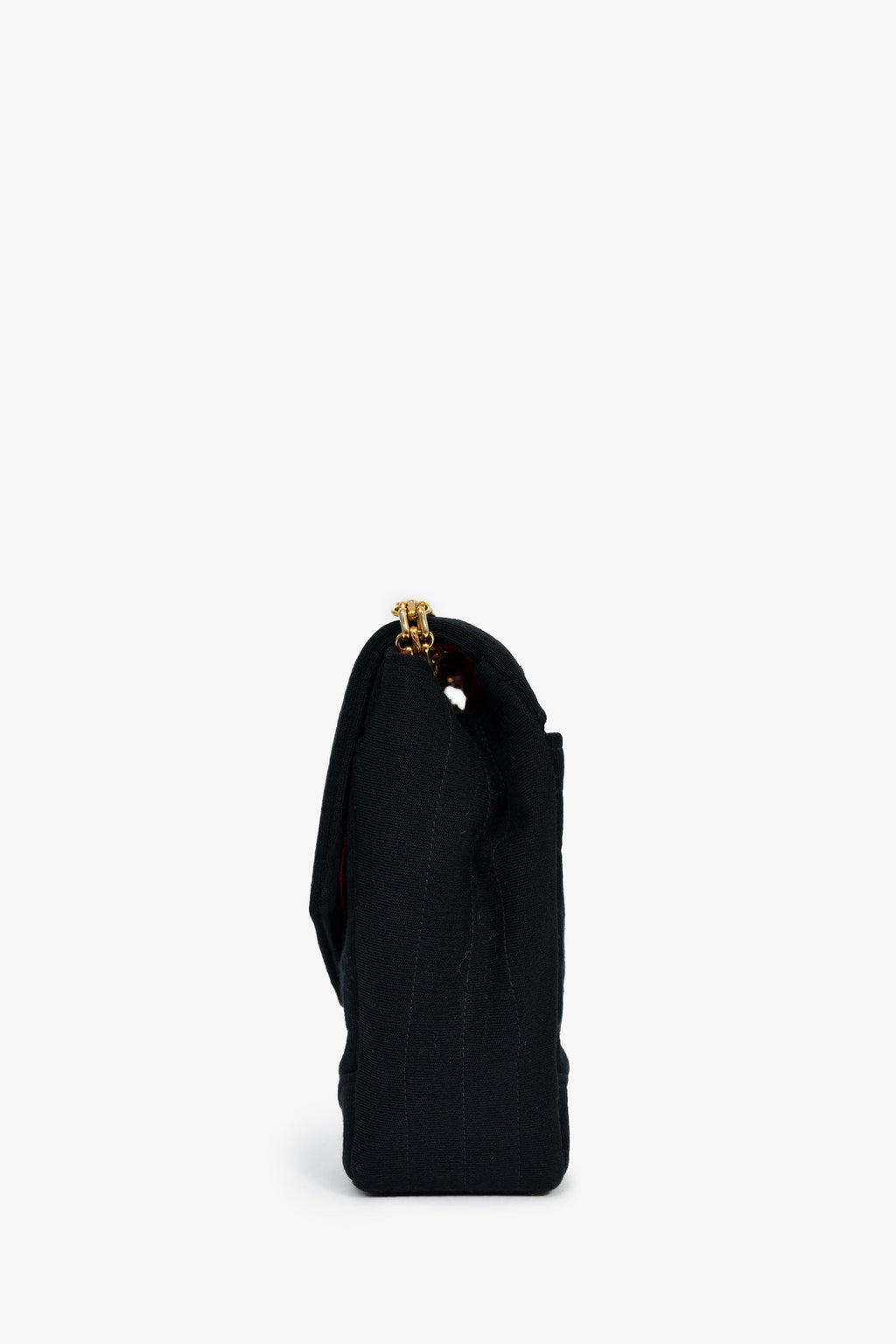 Pre-Loved Chanel™ Vintage Black Jersey Chevron-Quilting Chain Bag