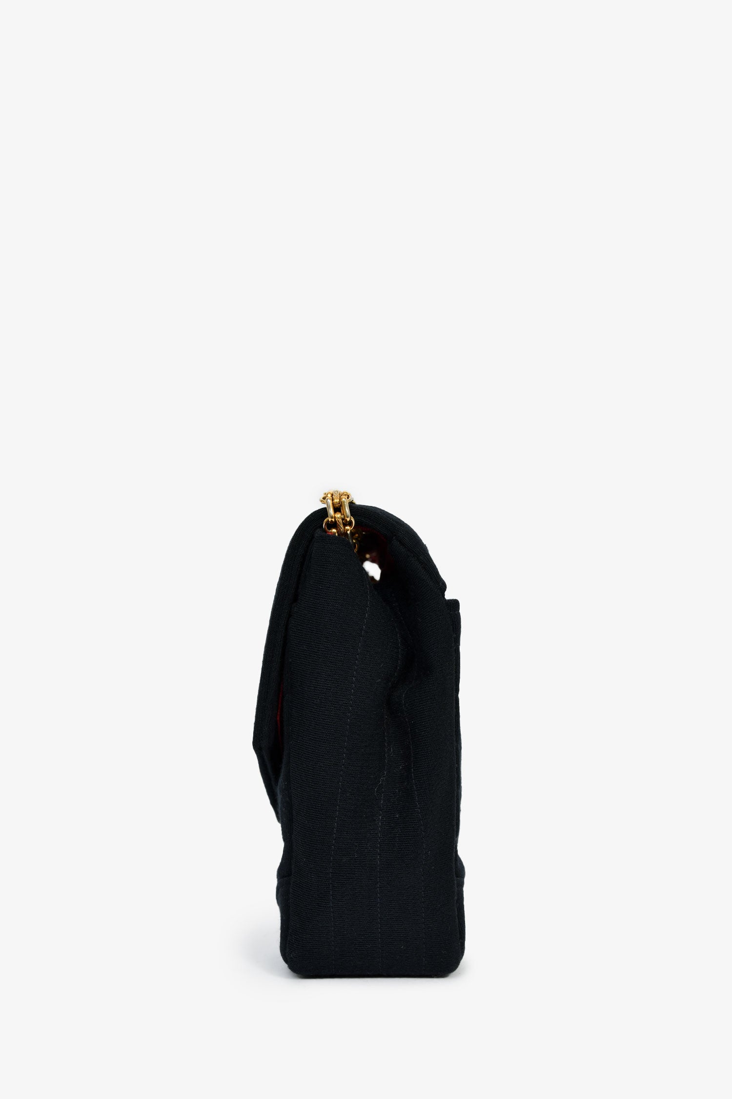 Pre-Loved Chanel™ Vintage Black Jersey Chevron-Quilting Chain Bag