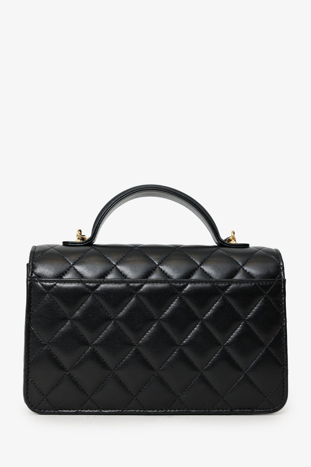 Pre-Loved Chanel™ 25B Black Lambskin Quilted Top Handle Wallet On Chain