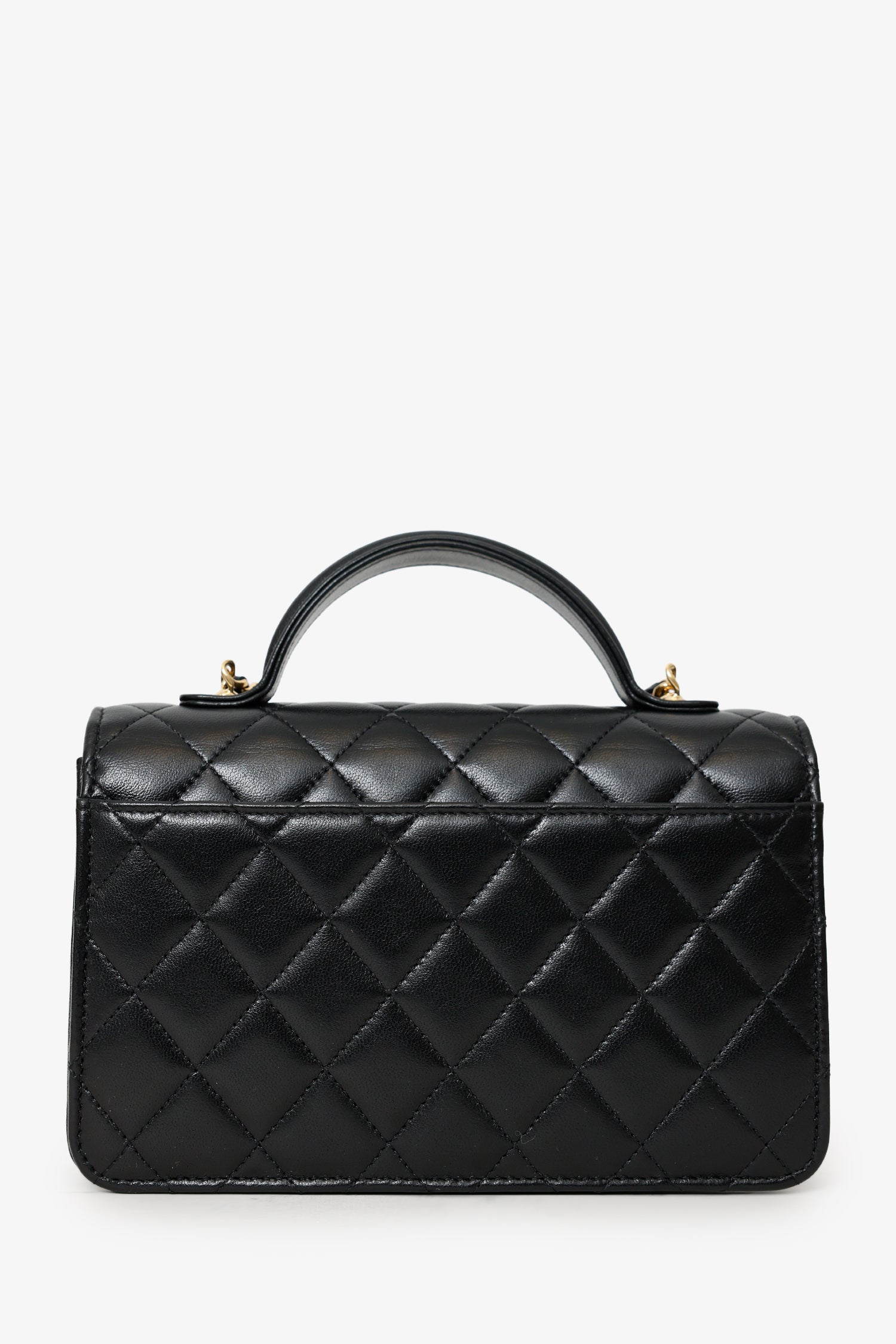 Pre-Loved Chanel™ 25B Black Lambskin Quilted Top Handle Wallet On Chain