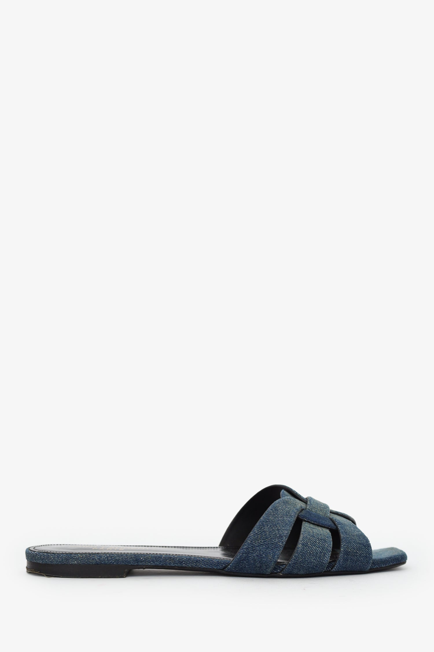 Saint Laurent Blue Denim Tribute Sandals Size 38.5