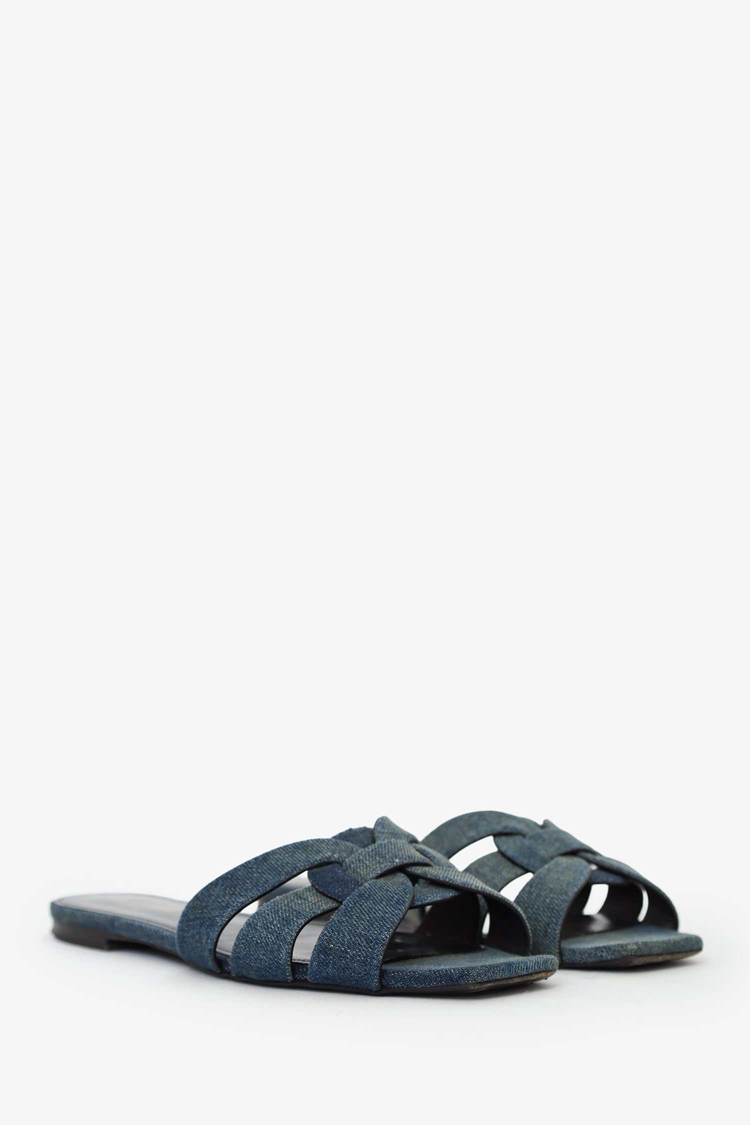 Saint Laurent Blue Denim Tribute Sandals Size 38.5