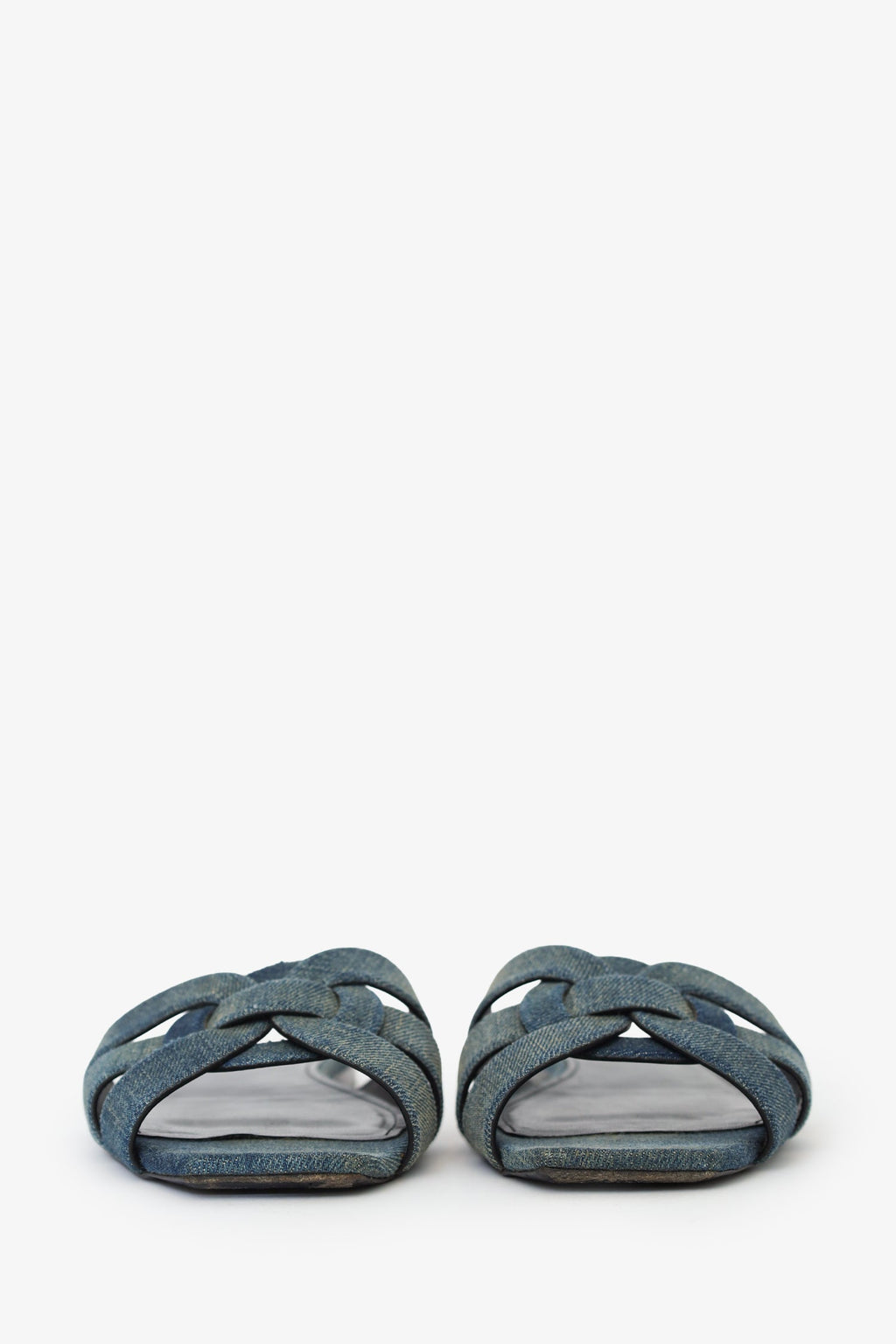 Saint Laurent Blue Denim Tribute Sandals Size 38.5