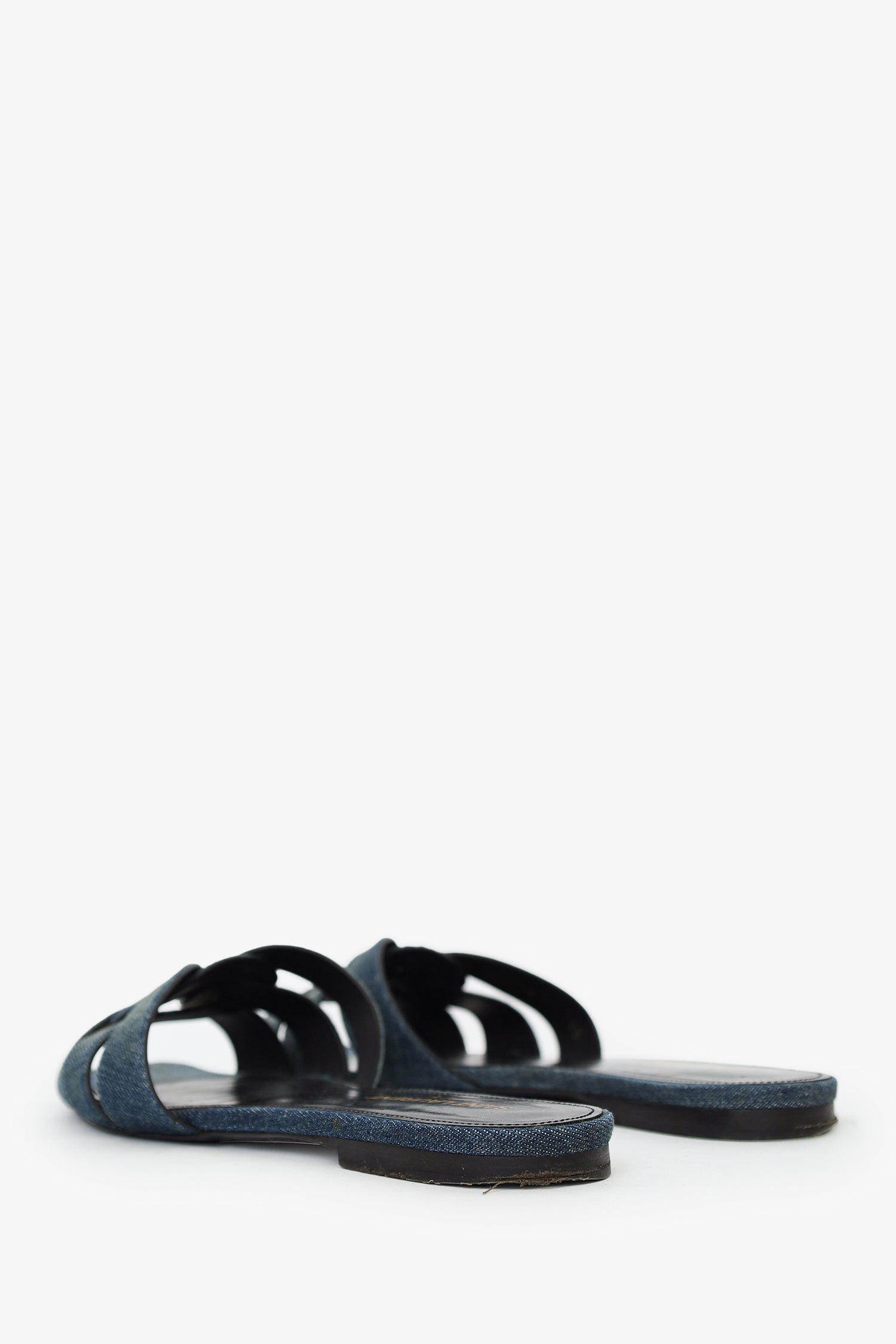 Saint Laurent Blue Denim Tribute Sandals Size 38.5