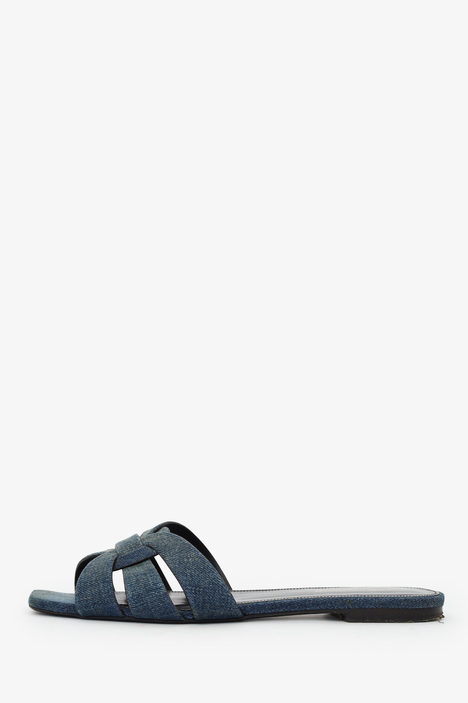 Saint Laurent Blue Denim Tribute Sandals Size 38.5