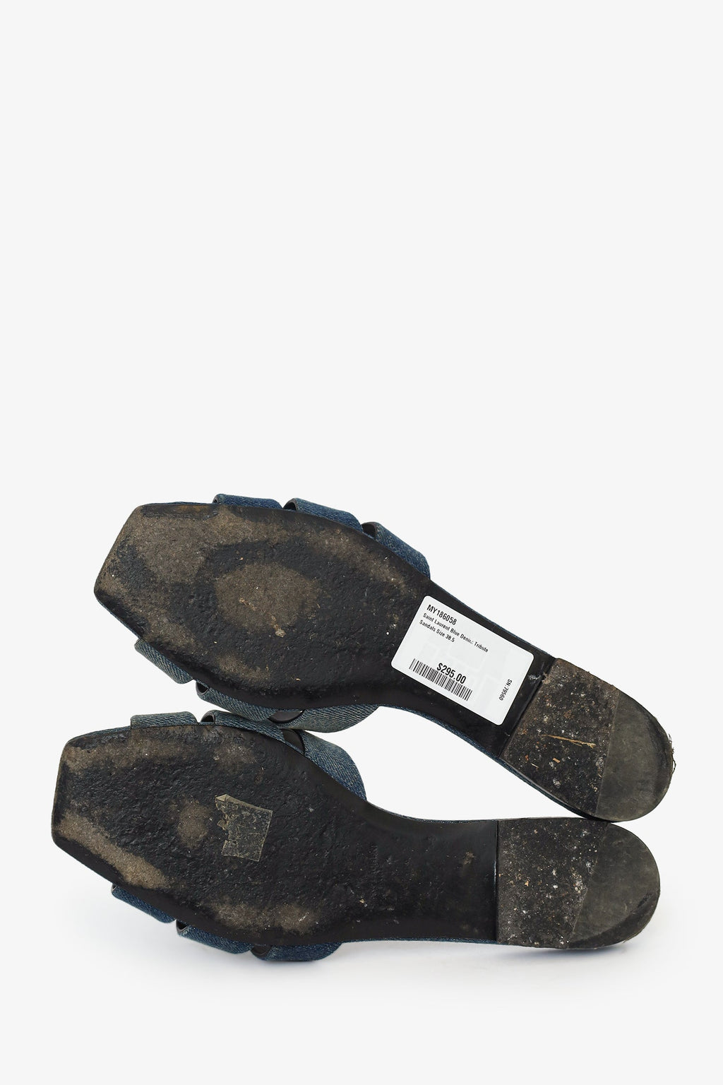 Saint Laurent Blue Denim Tribute Sandals Size 38.5