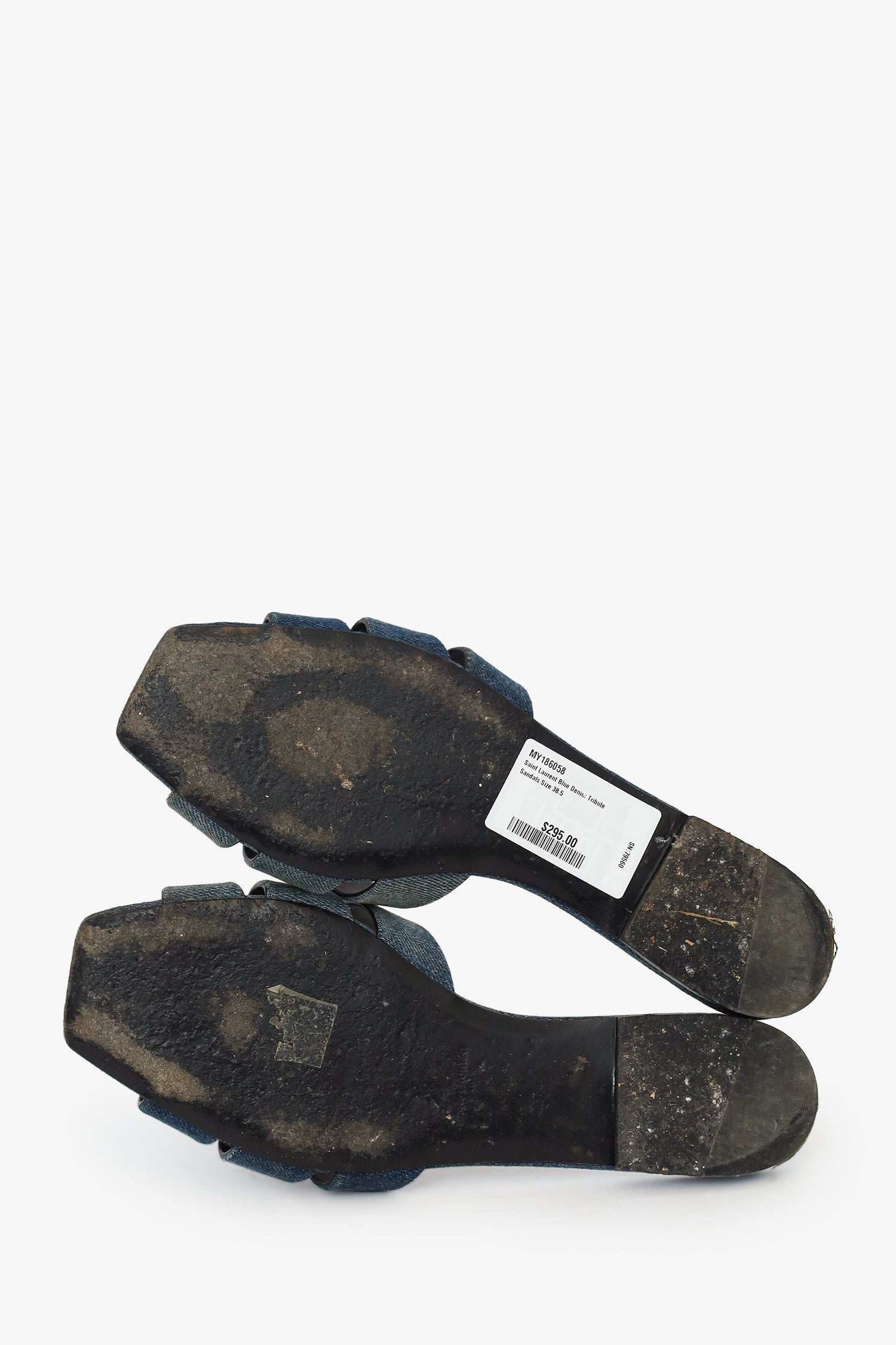 Saint Laurent Blue Denim Tribute Sandals Size 38.5