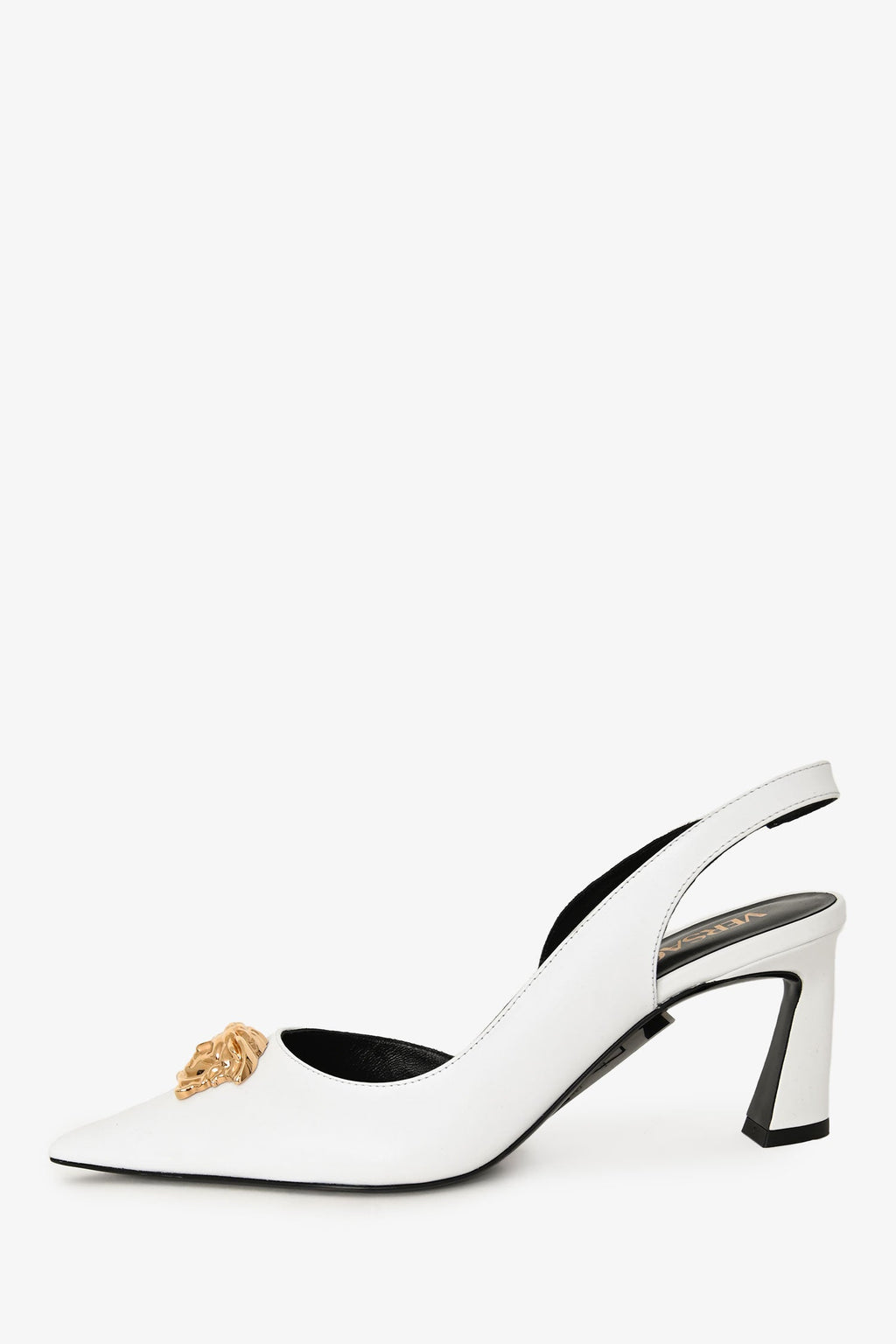 Versace White Leather 'La Medusa' Slingback Pumps Size 40