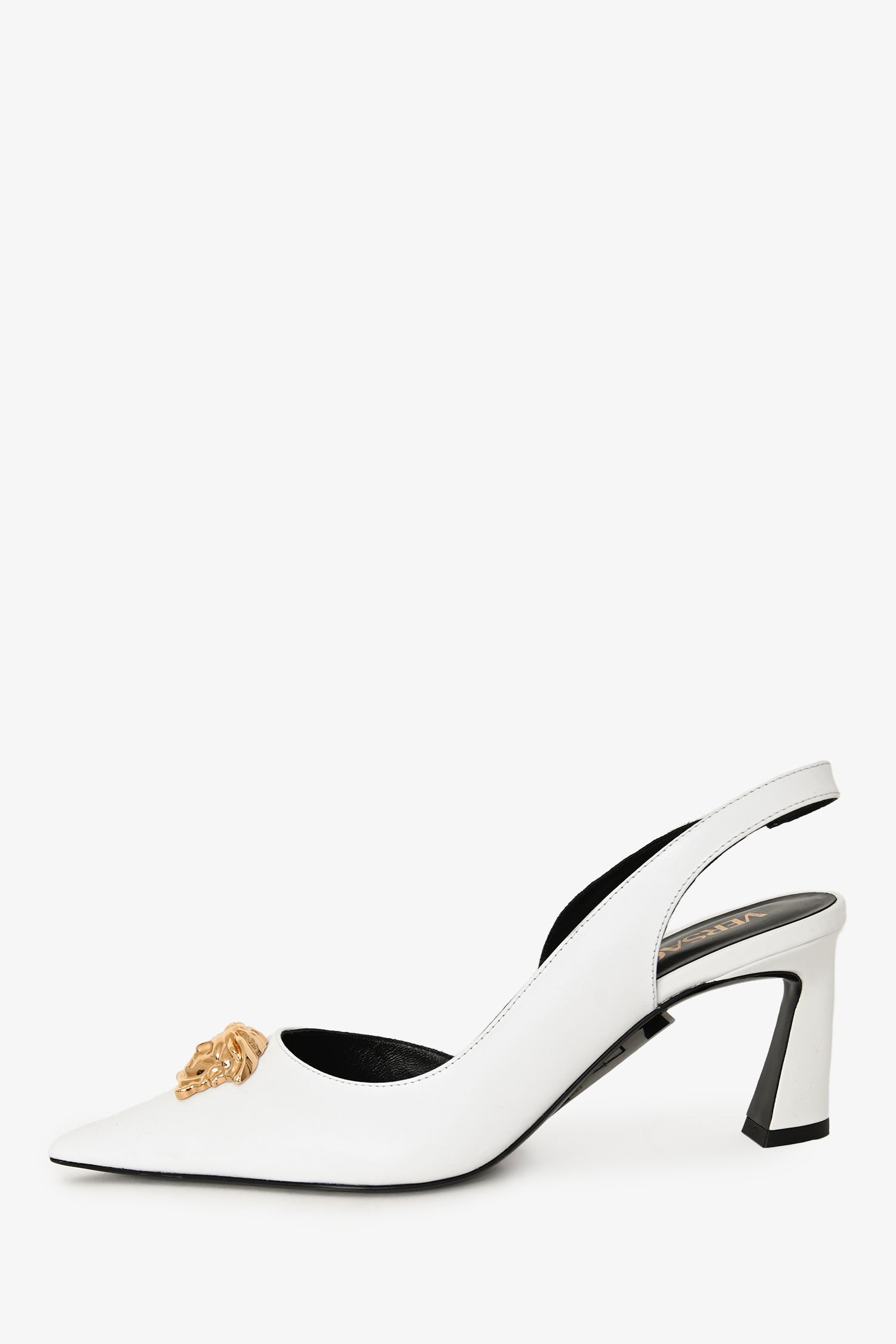 Versace White Leather 'La Medusa' Slingback Pumps Size 40