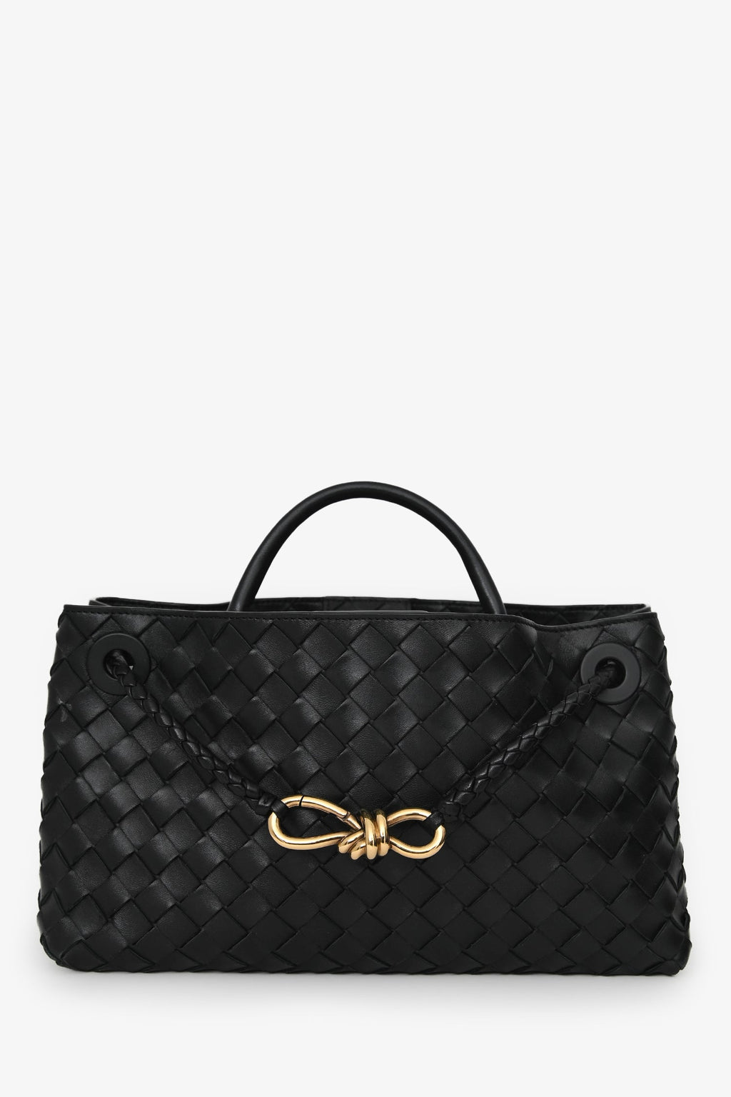 Bottega Veneta Black Leather Intrecciato Small East-West Andiamo Shoulder Bag