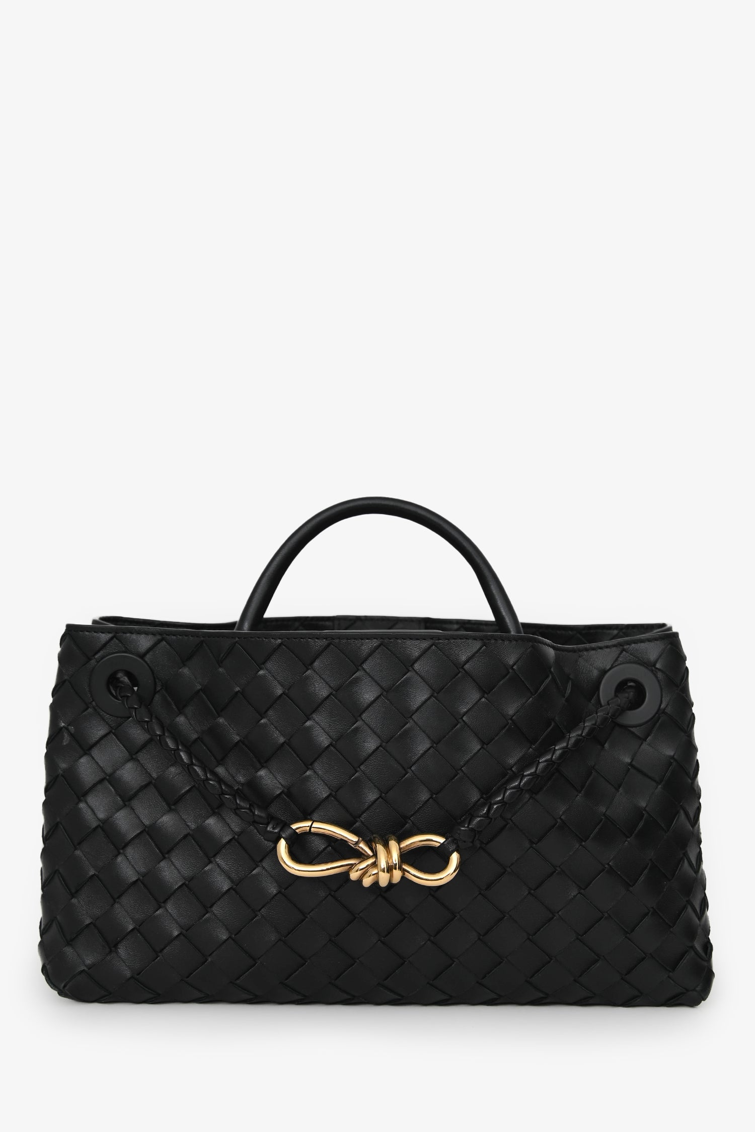 Bottega Veneta Black Leather Intrecciato Small East-West Andiamo Shoulder Bag
