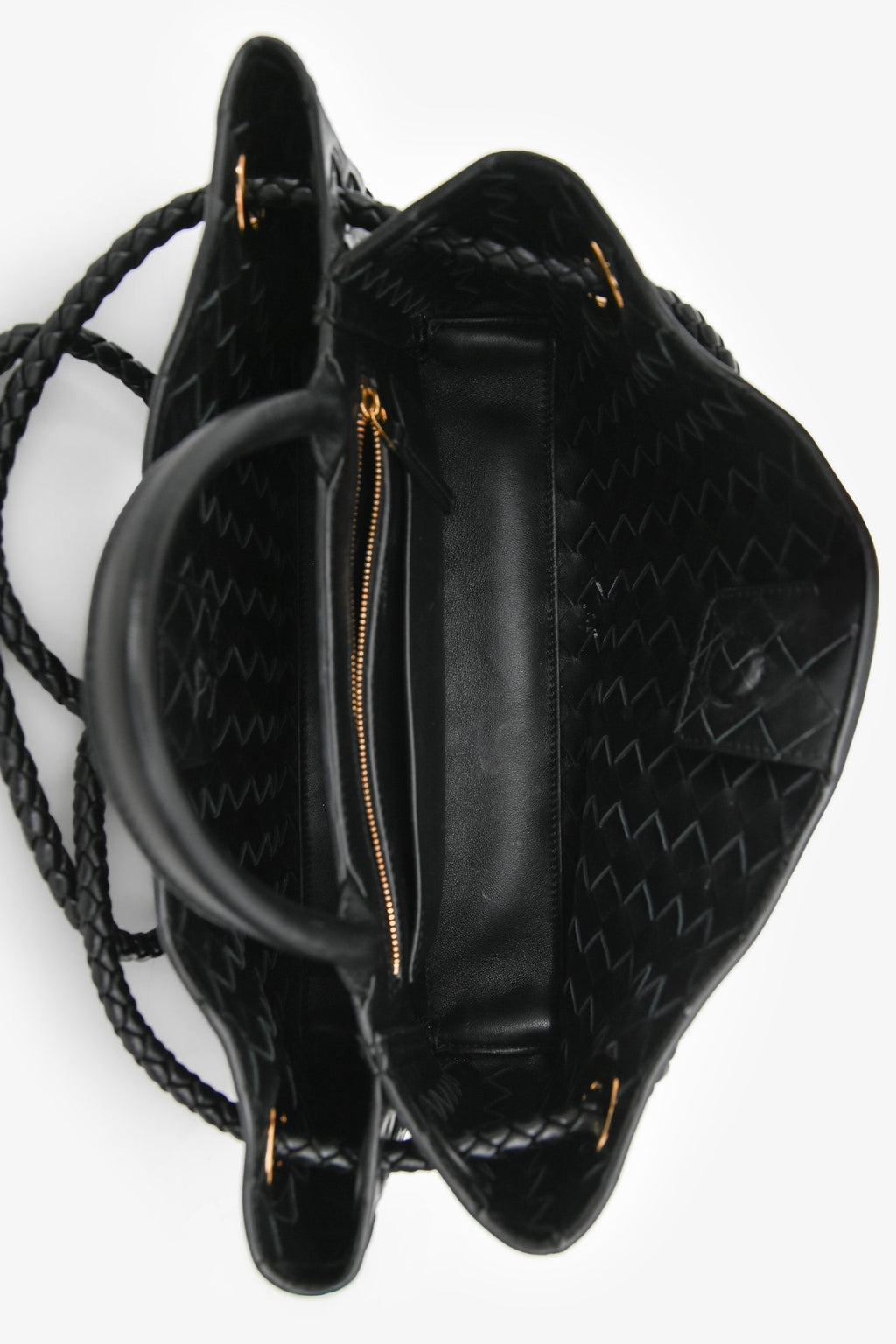Bottega Veneta Black Leather Intrecciato Small East-West Andiamo Shoulder Bag
