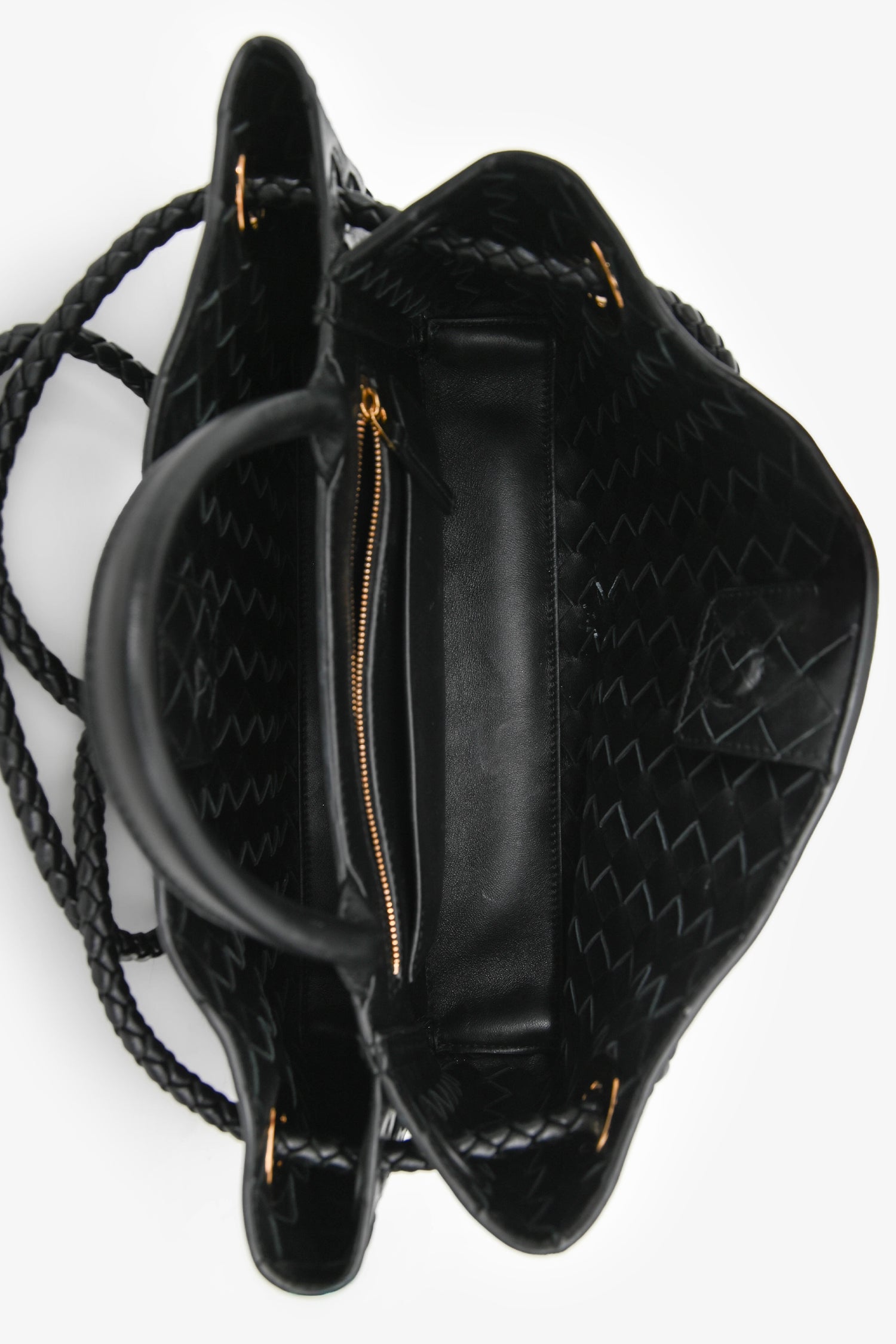Bottega Veneta Black Leather Intrecciato Small East-West Andiamo Shoulder Bag
