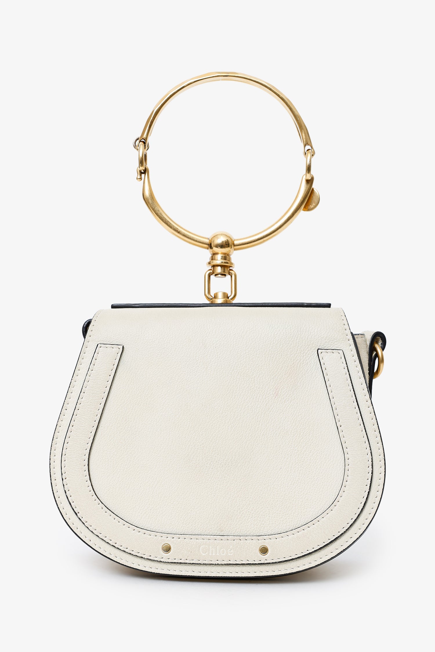 Chloe Off White Suede Small 'Nile Bracelet' Bag