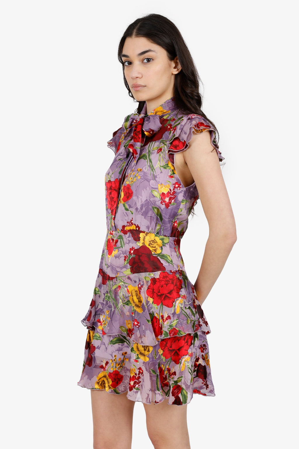 Alice & Olivia Purple Floral Mini Dress Size 6